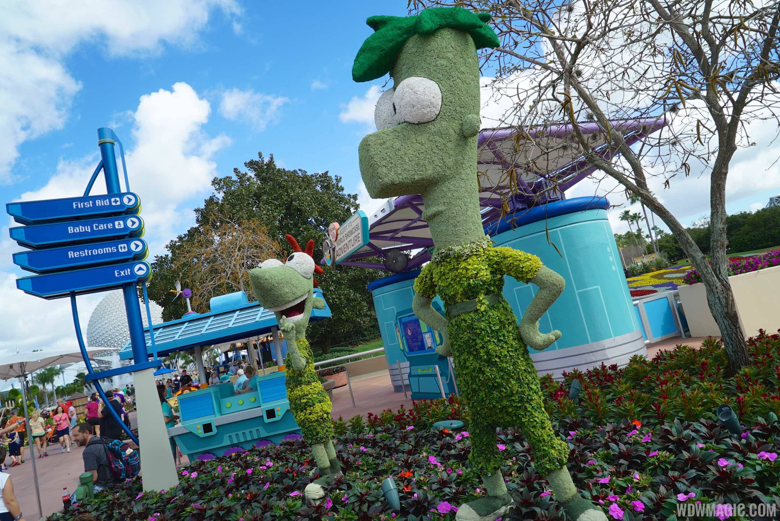 2015 Epcot Flower and Garden Festival - Phineas and Ferb topiary