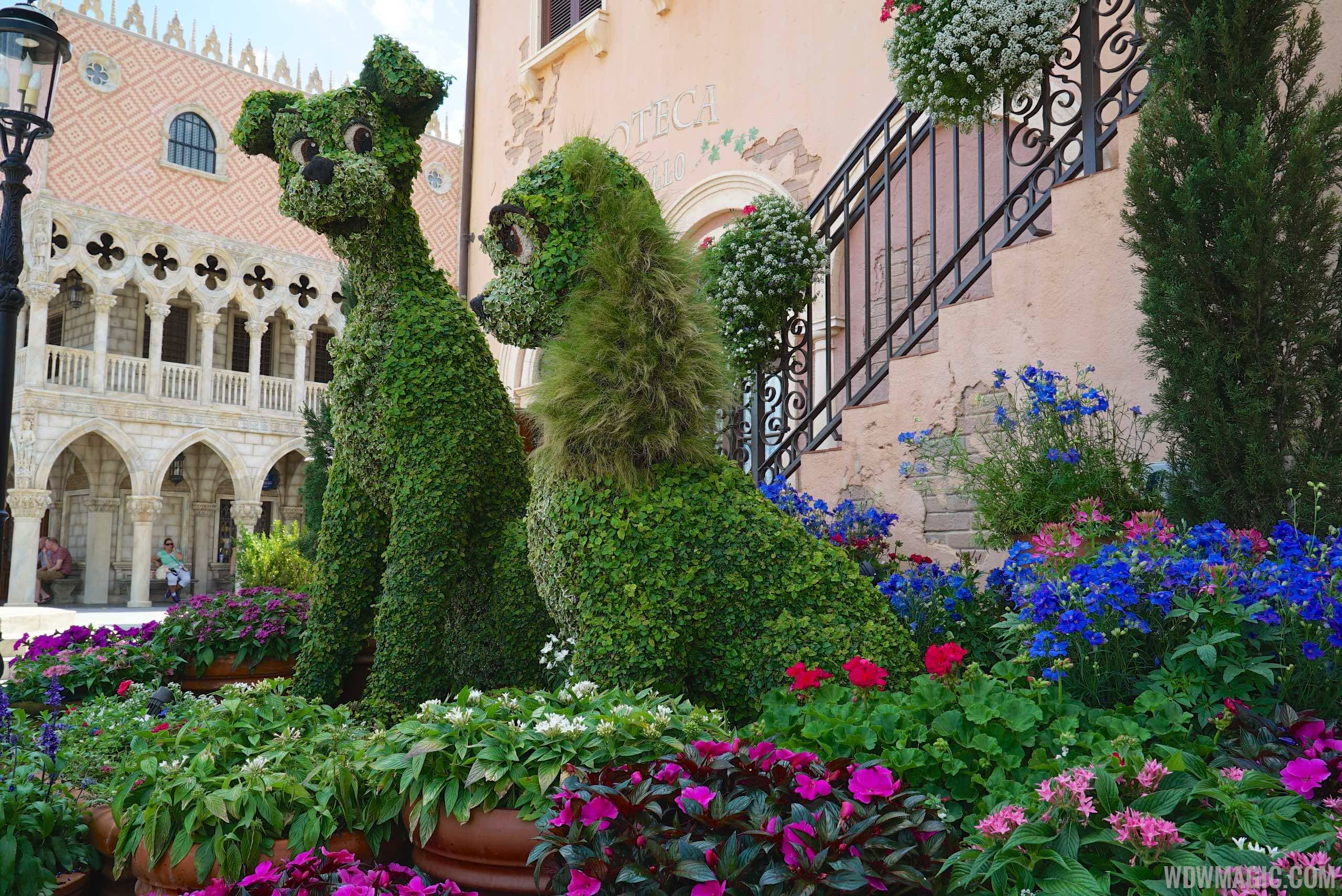 2015 Epcot Flower and Garden Festival - Lady and the Tramp topiary
