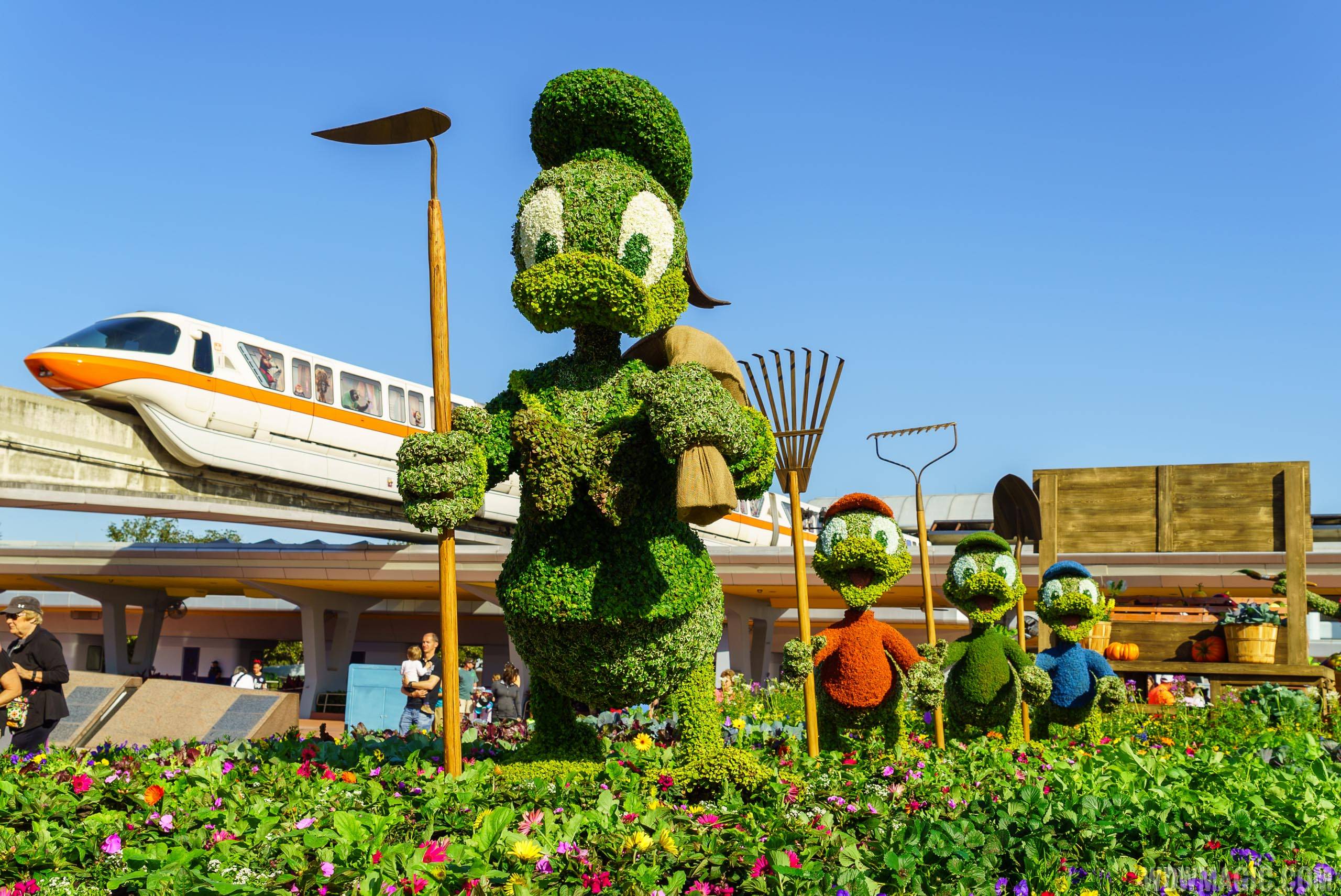 2016 Epcot International Flower and Garden Festival - Main entrance with Donald, Huey, Dewey and Louie