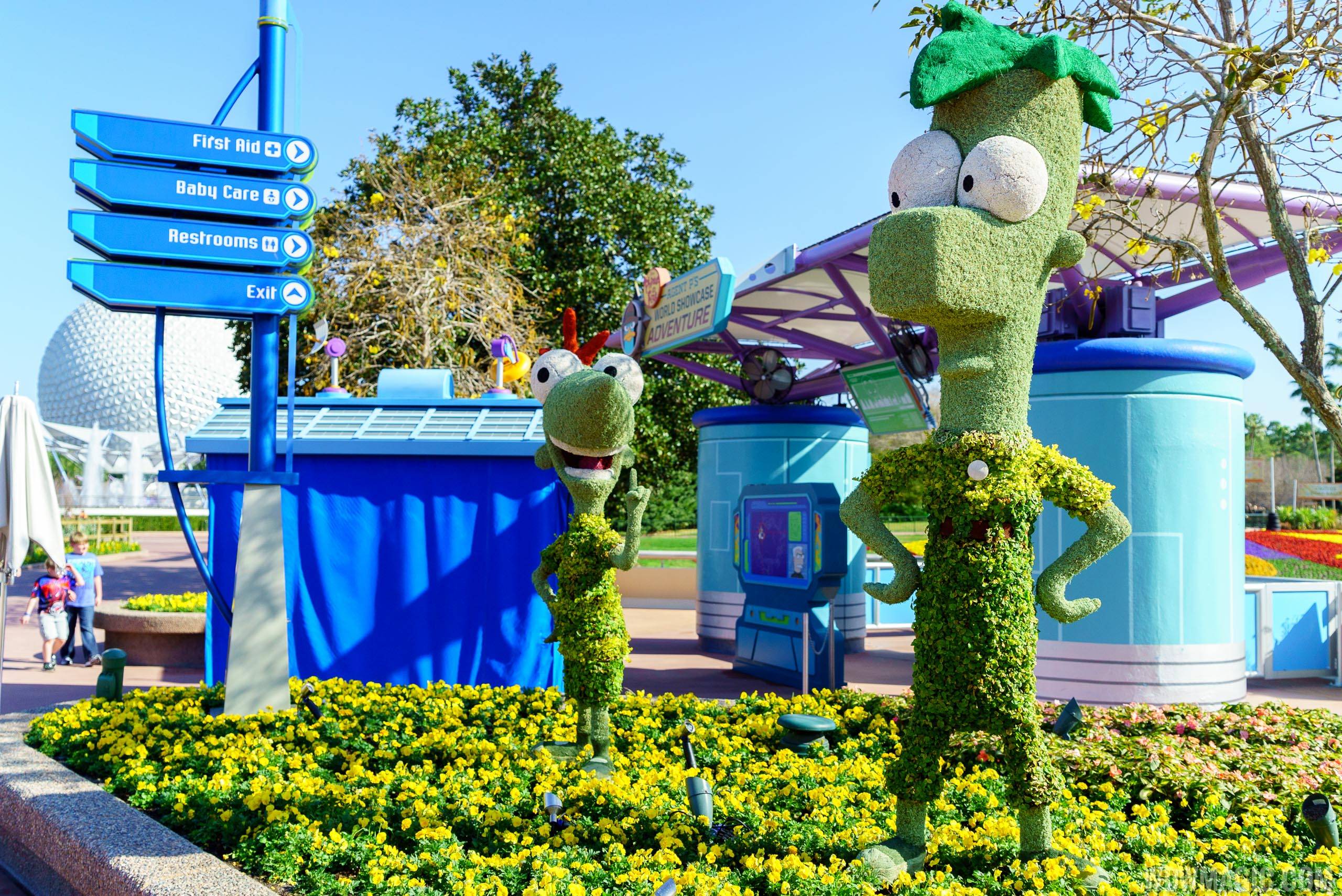 2016 Epcot International Flower and Garden Festival - Phineas and Ferb topiaries