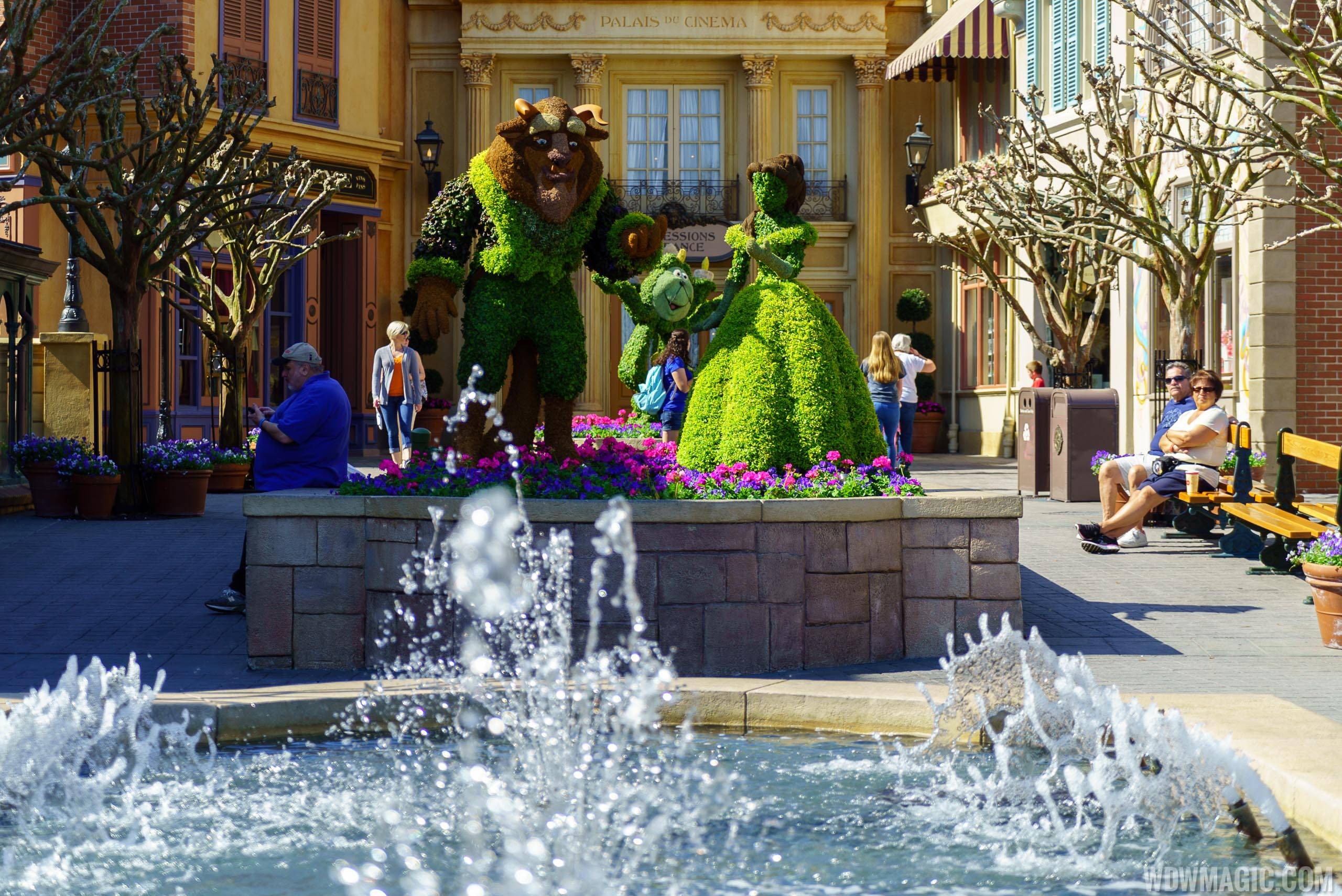 2016 Epcot International Flower and Garden Festival - Beauty and the Beast topiaries in France