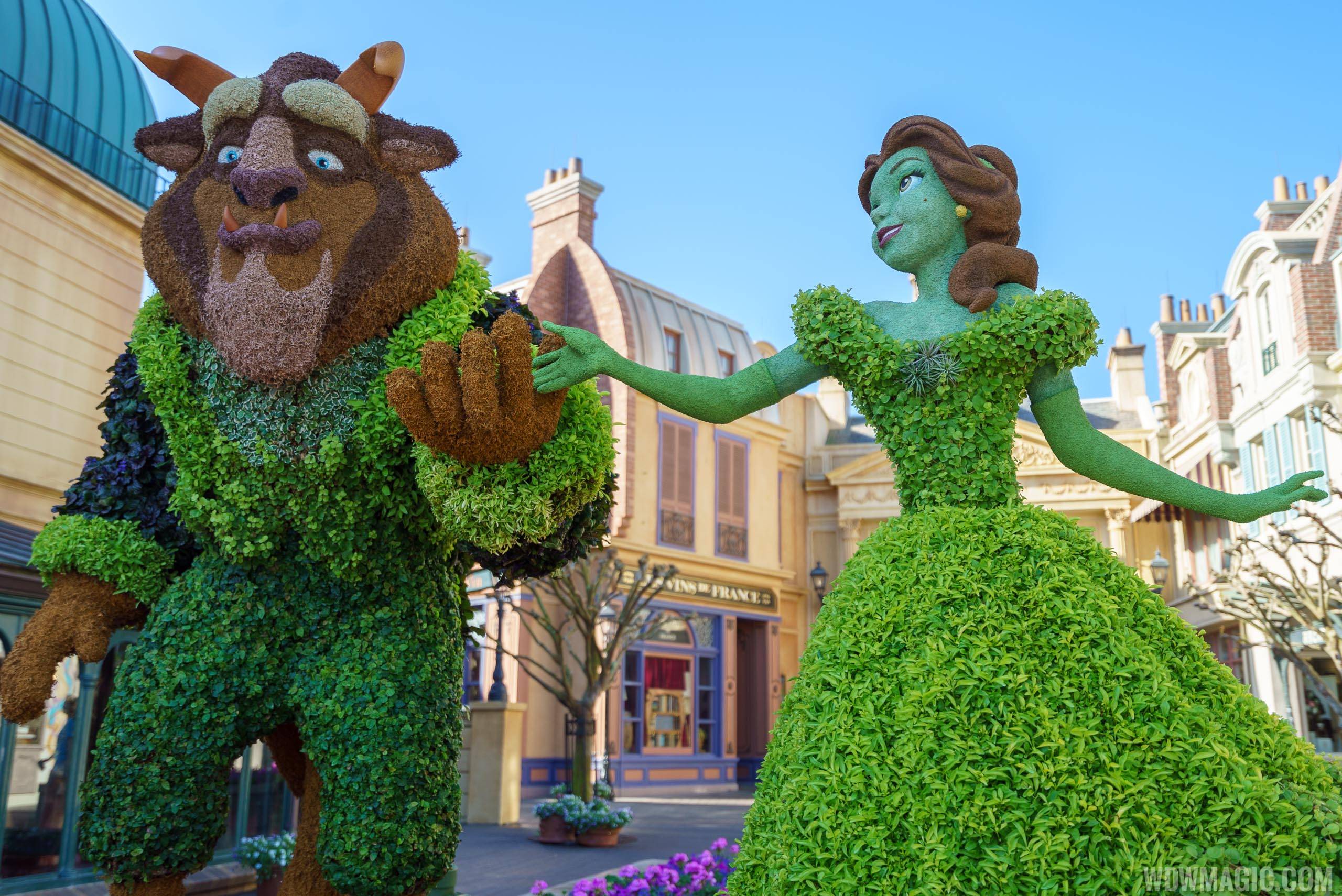 2017 Flower and Garden Festival - Belle and Beast topiaries at the France Pavilion