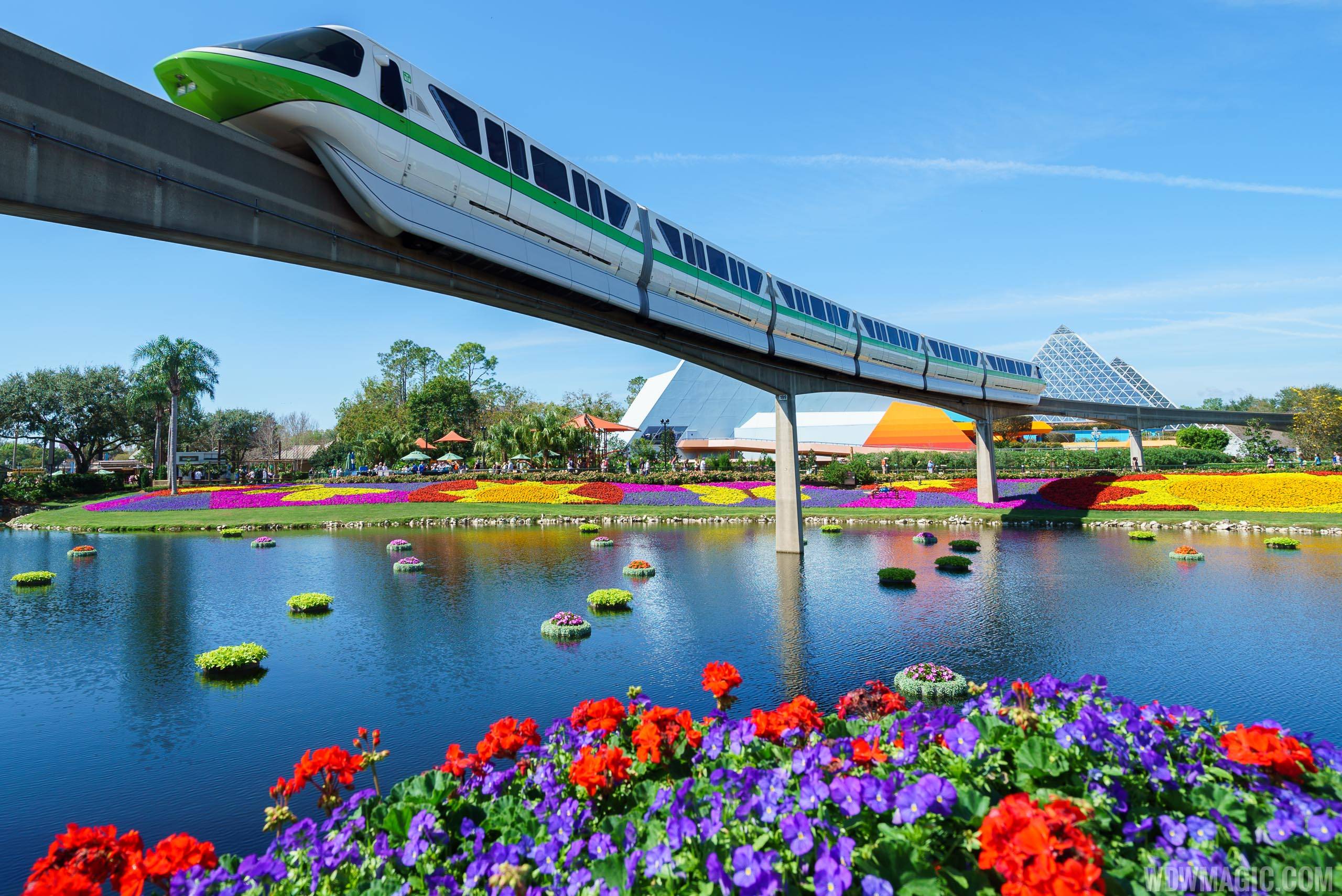 2017 Flower and Garden Festival - Monorail passes colorful gardens