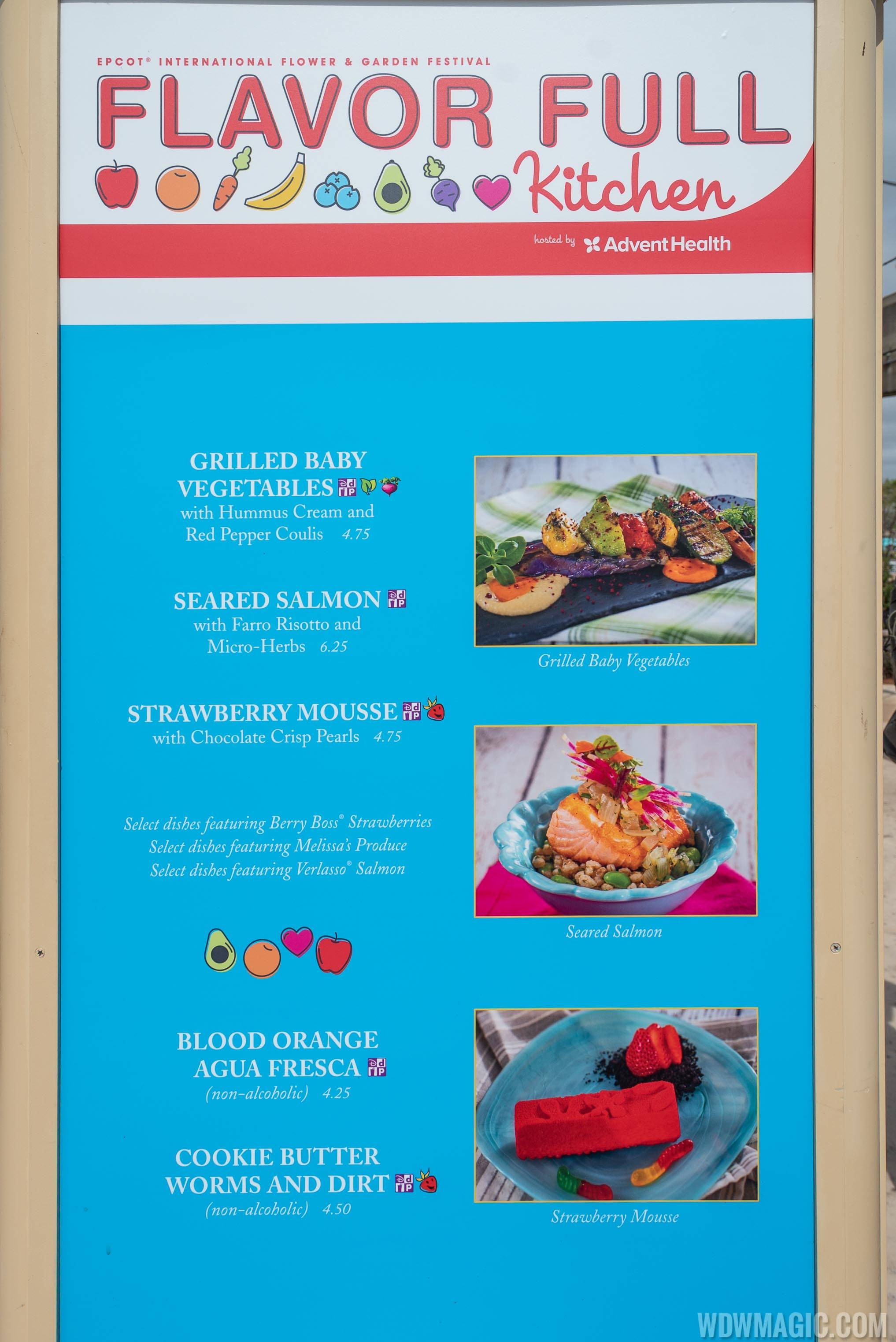 2020 Epcot Flower and Garden Festival Outdoor Kitchen kiosks - Flavor Full Kitchen menu