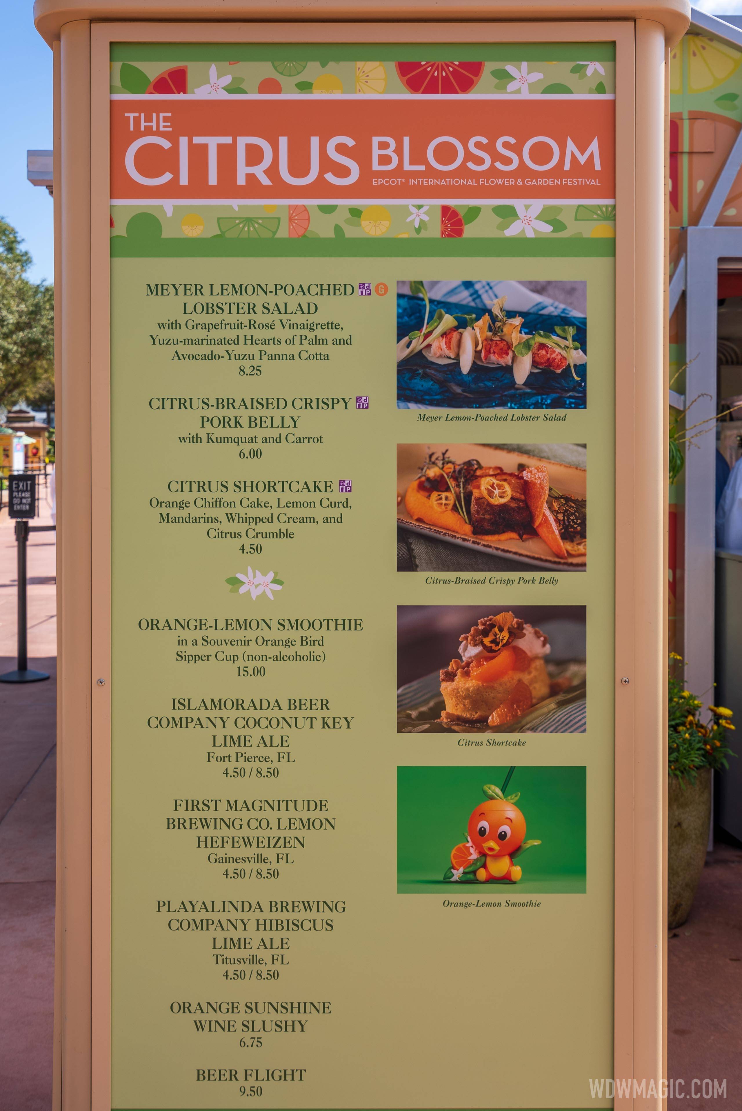 The Citrus Blossom kiosk menu