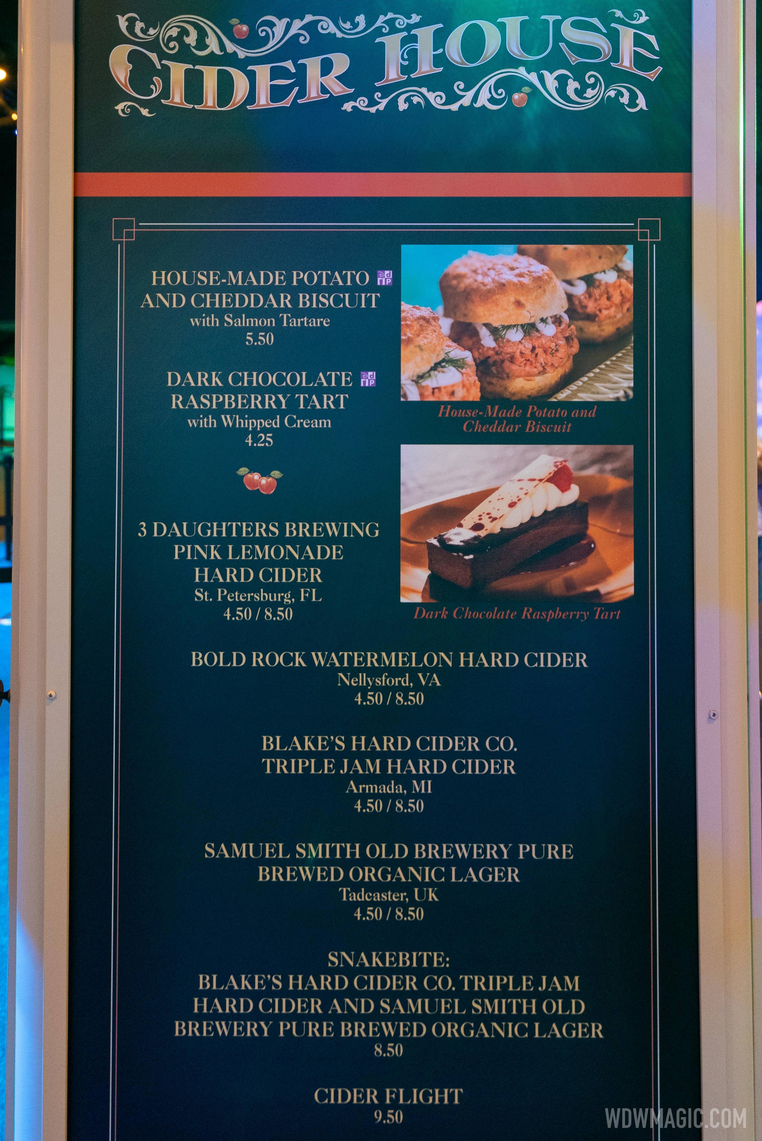 Cider House kiosk menu