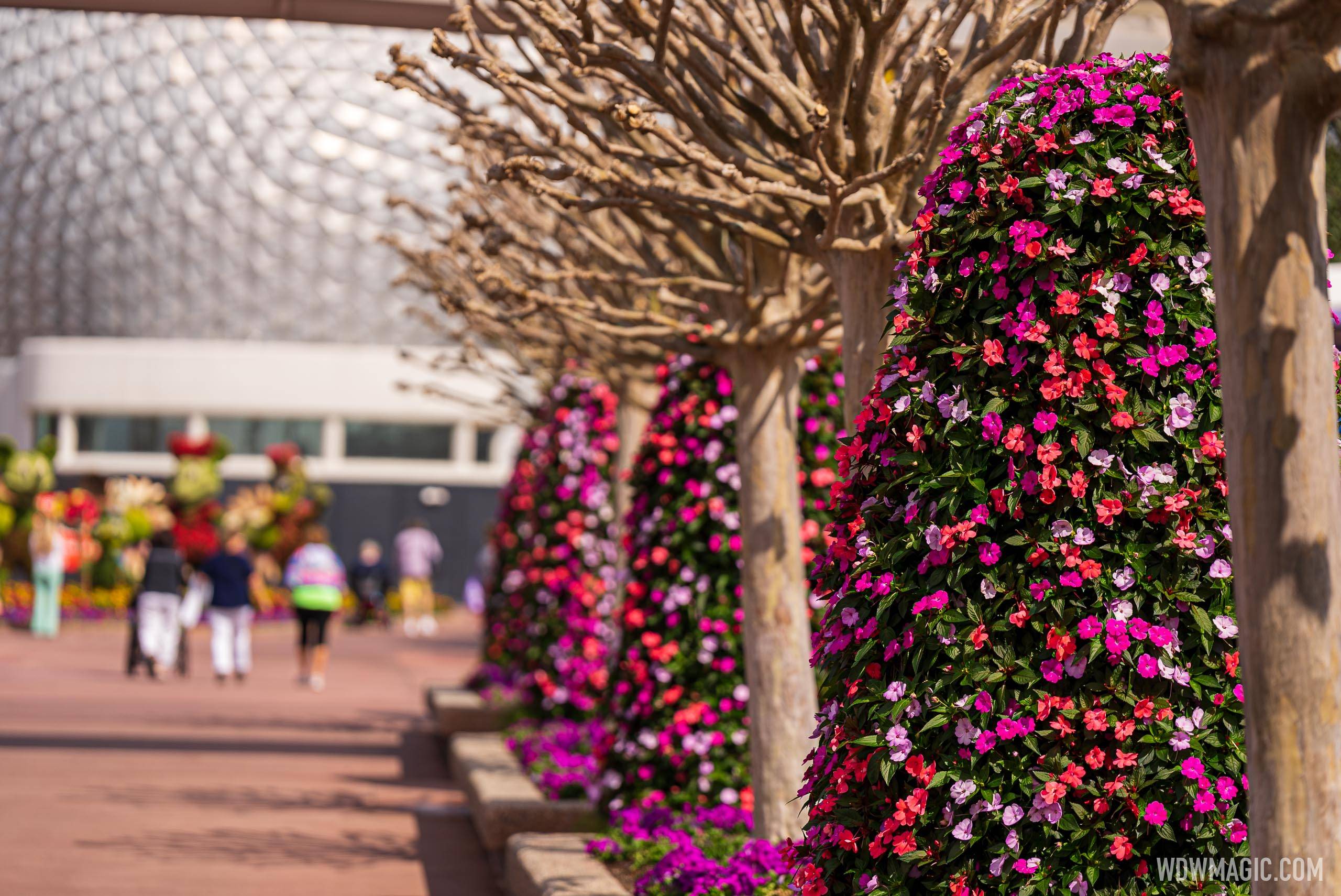 Flower towers at the EPCOT Flower and Garden Festival