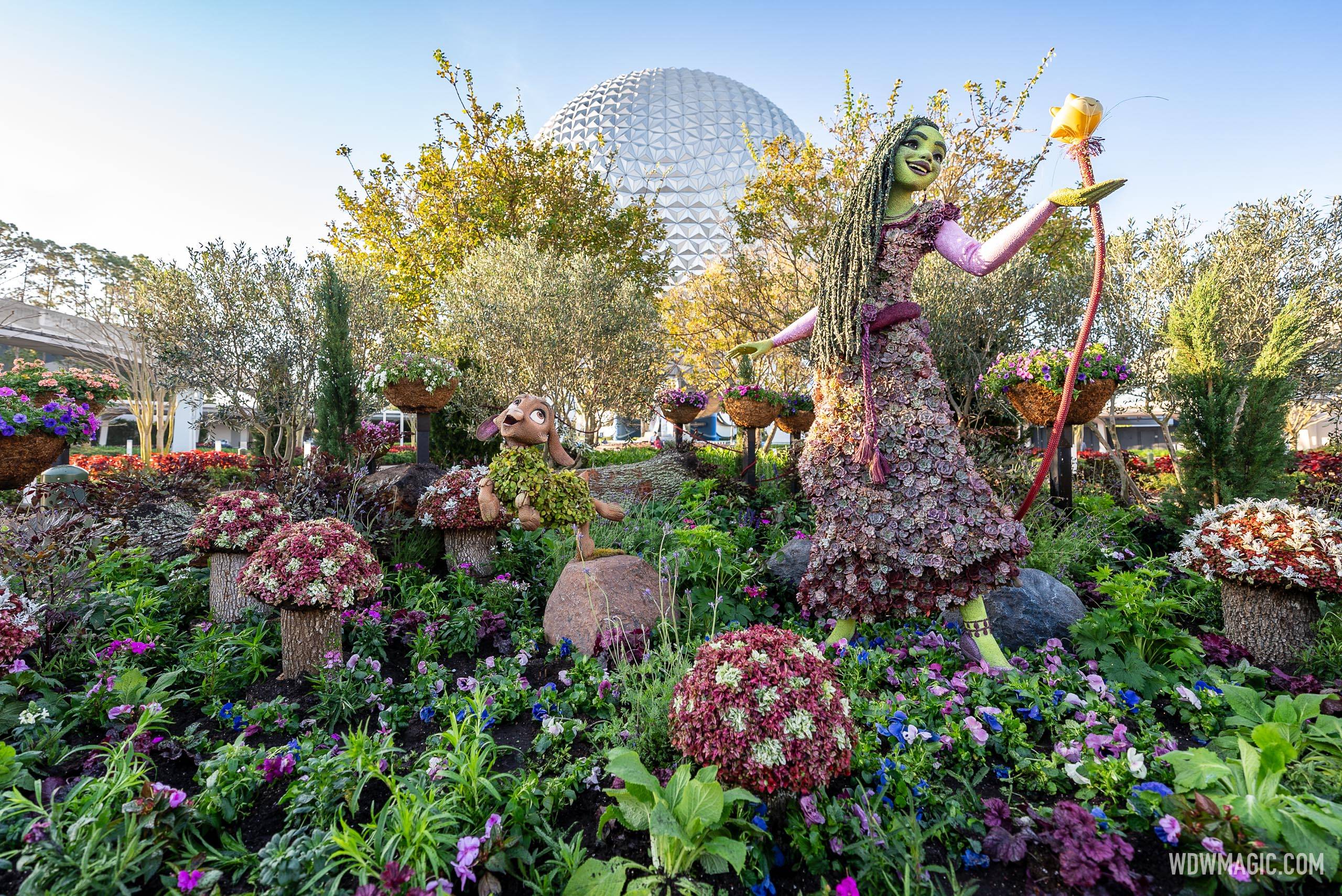 Wish main entrance display for the 2024 EPCOT International Flower and Garden Festival