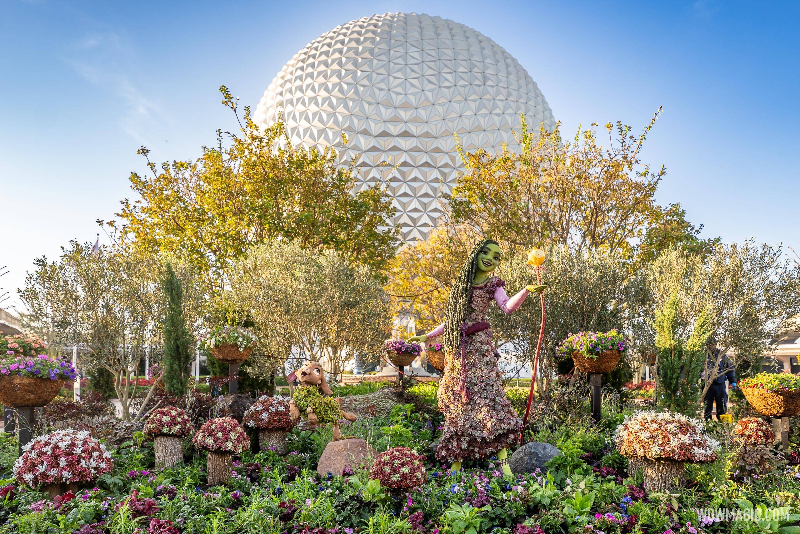Characters from 'Wish' headline the 2024 EPCOT International Flower and Garden Festival in new main entrance display