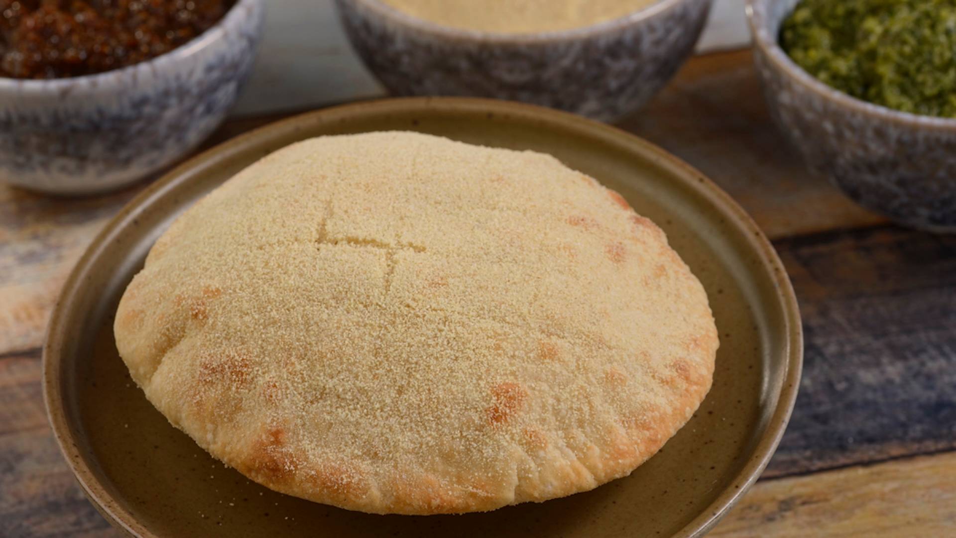 Stone-baked Moroccan Bread with assorted dips