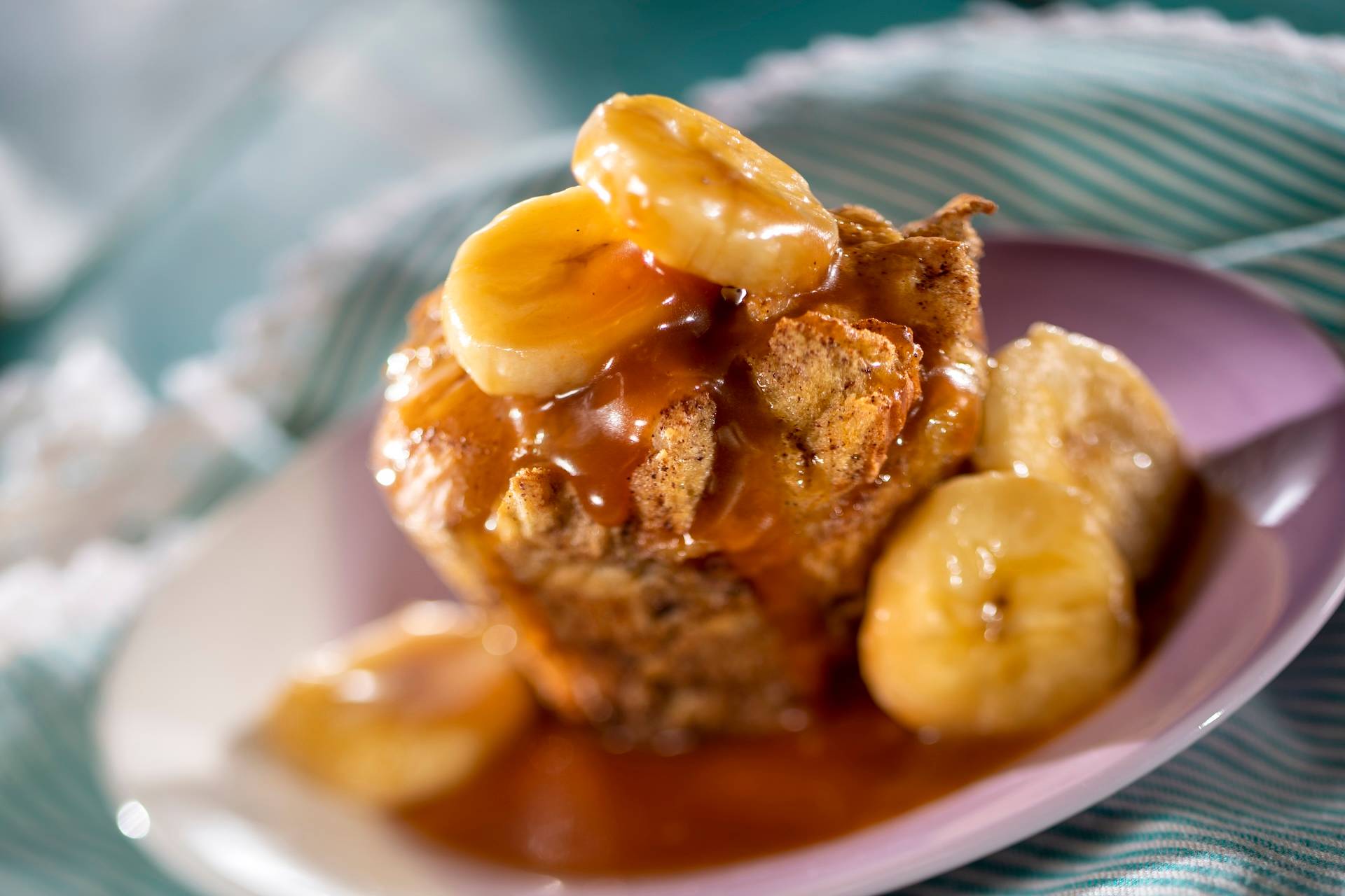 Bananas Foster Bread Pudding with a rum-caramel sauce