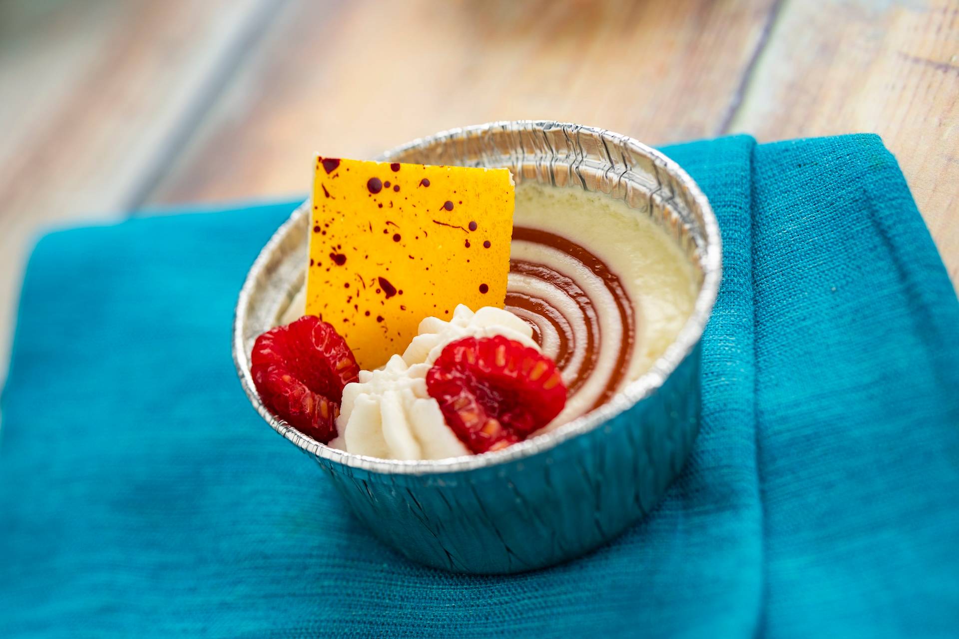 Raspberry Swirl Cheesecake with ricotta cheese, raspberries, and sweet whipped cream (New)