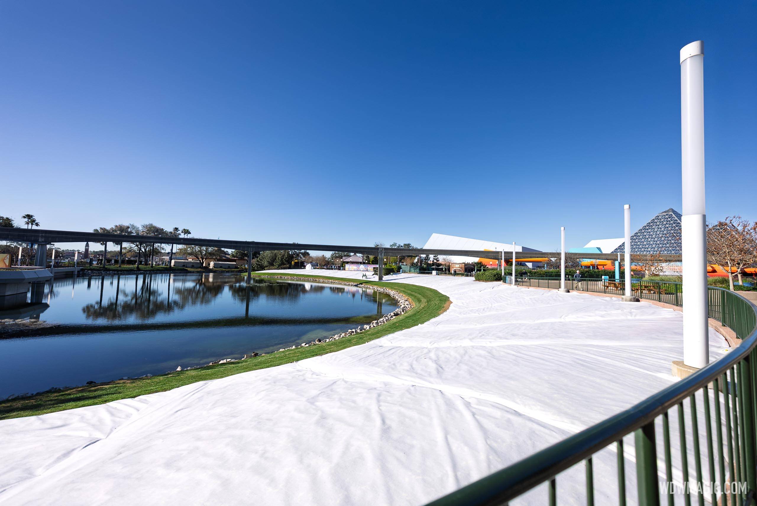 EPCOT Flower and Garden Festival Beds and Topiaries Wrapped in Frost Blankets During Cold Snap