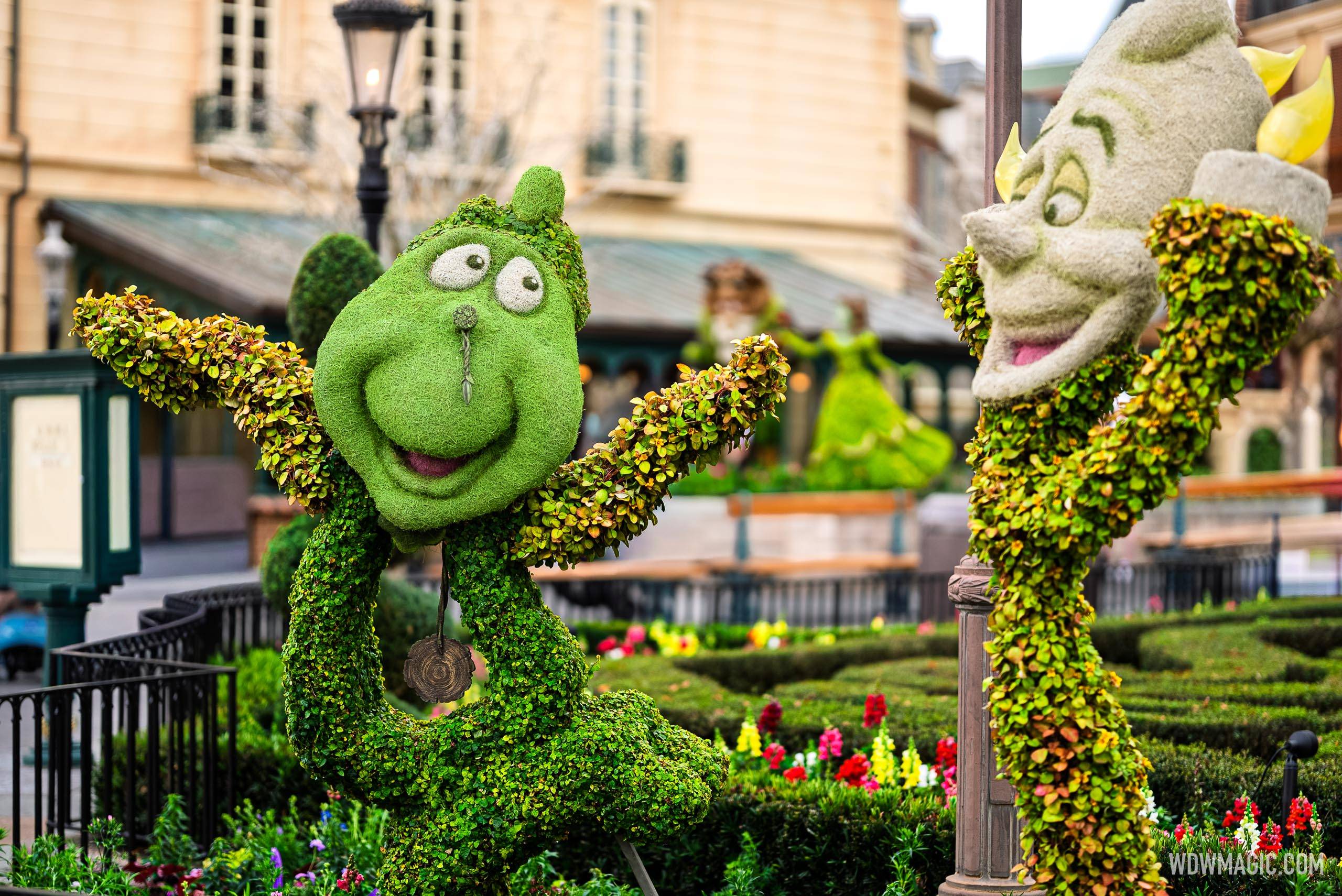 Cogsworth and Lumiere at the France Pavilion
