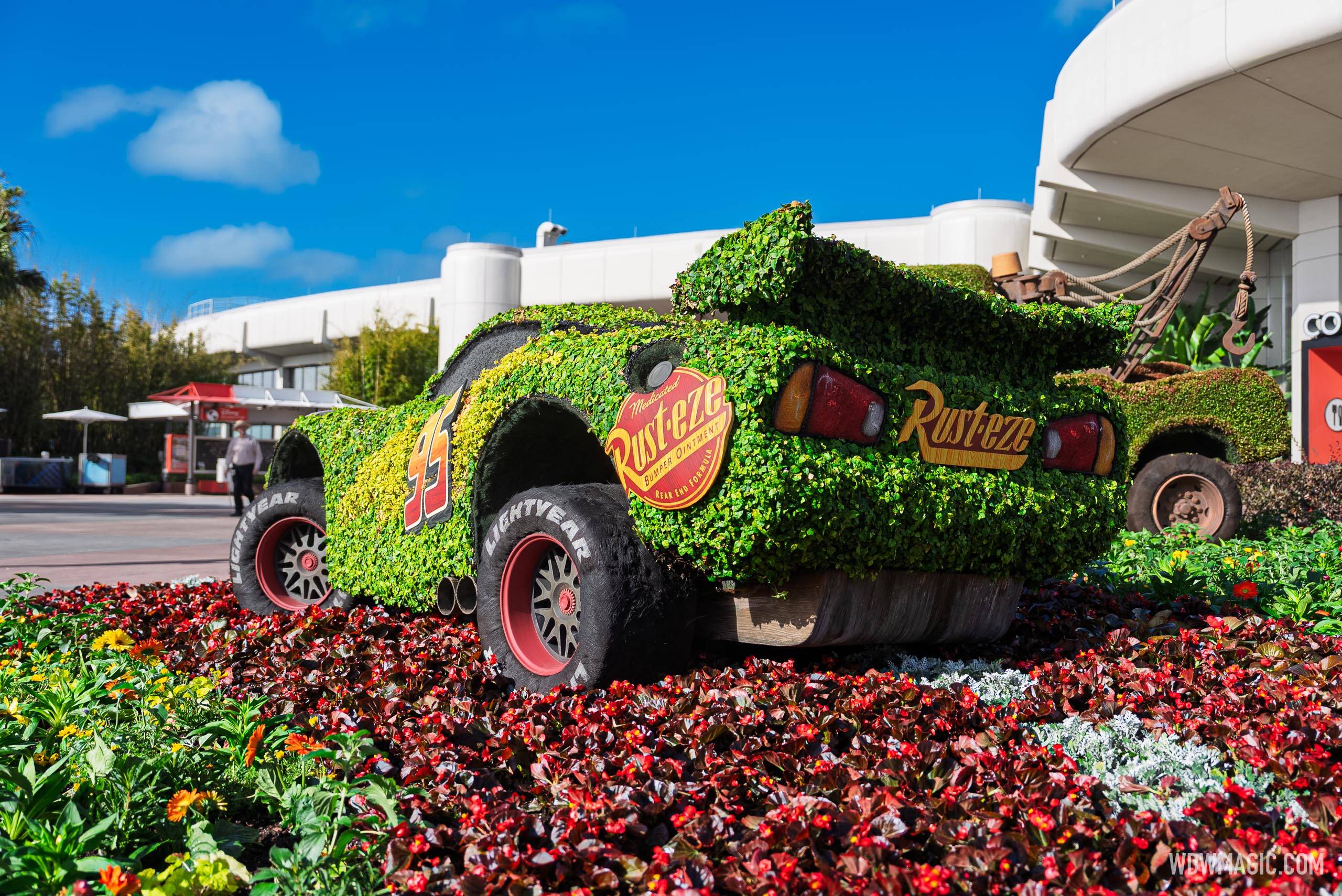 Lightning McQueen in World Discovery, near Connections Café