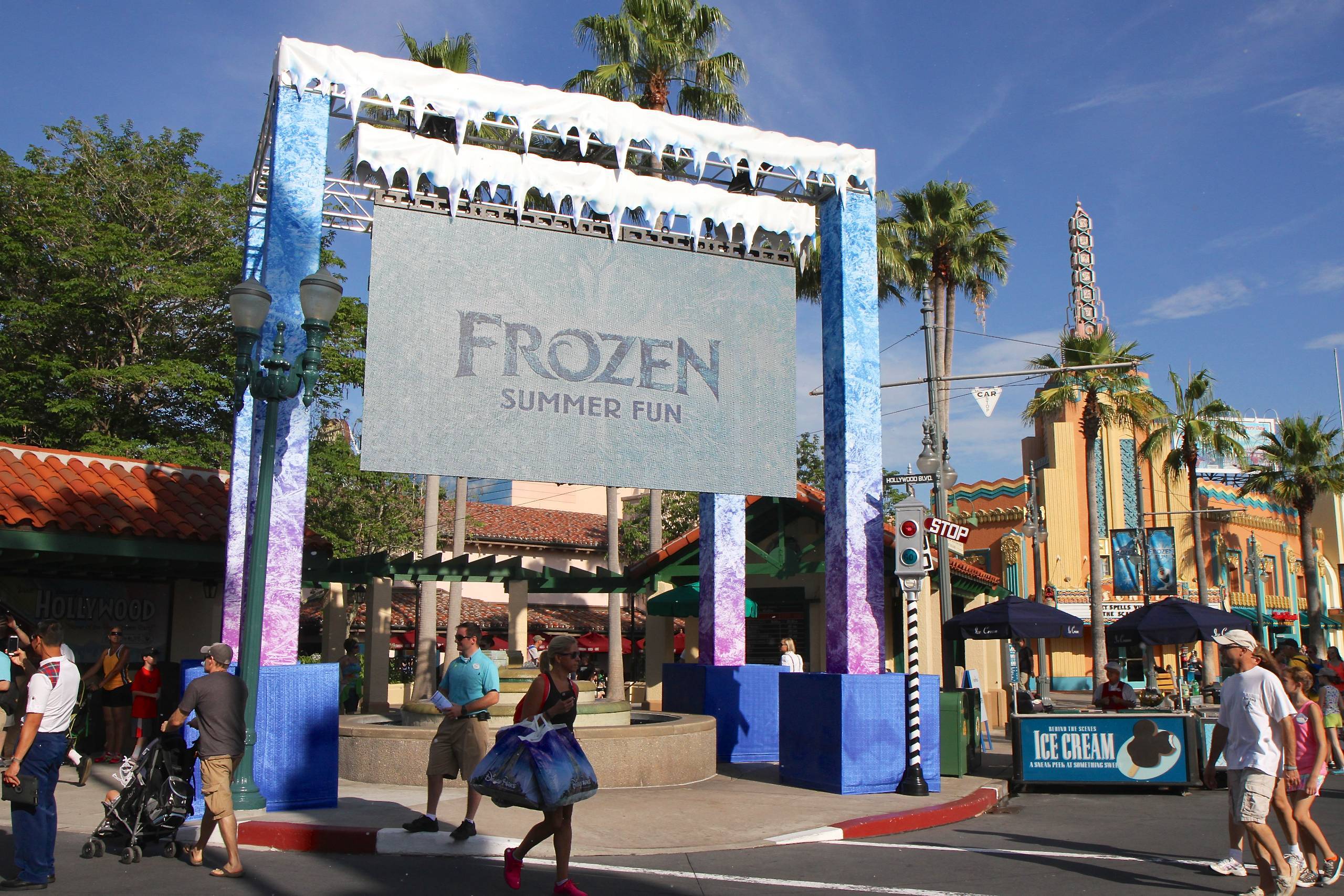 Frozen Summer Fun - Secondary viewing screen along Hollywood Blvd
