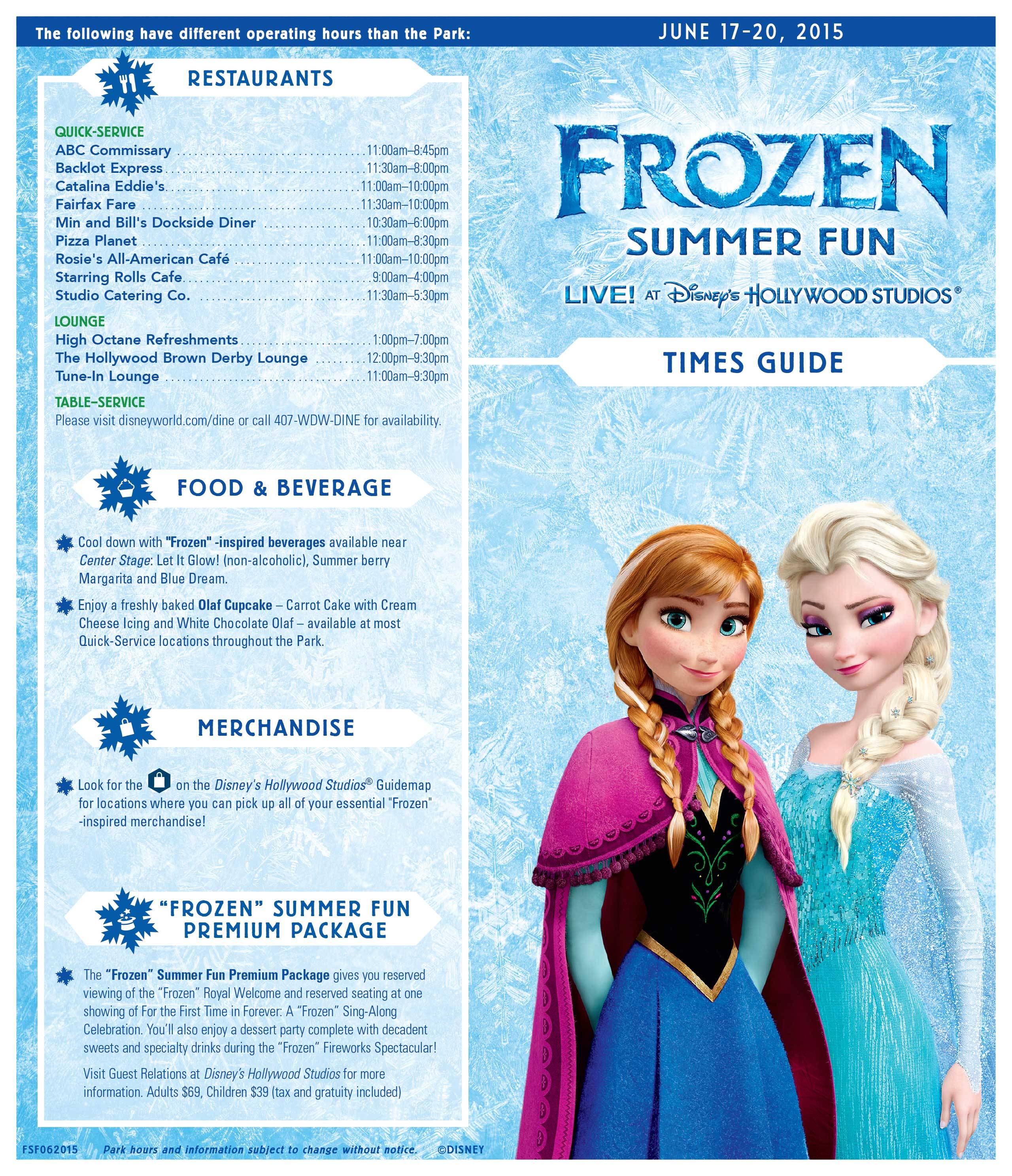 2015 Frozen Summer Fun Times Guide - Front