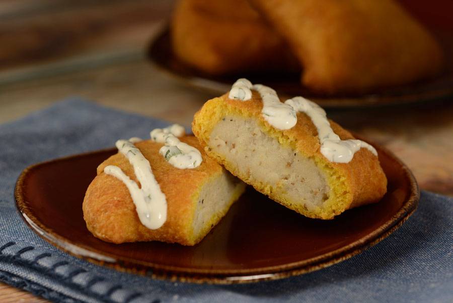 Potato Knish with Herb Sour Cream from L’Chaim! Holiday Kitchen