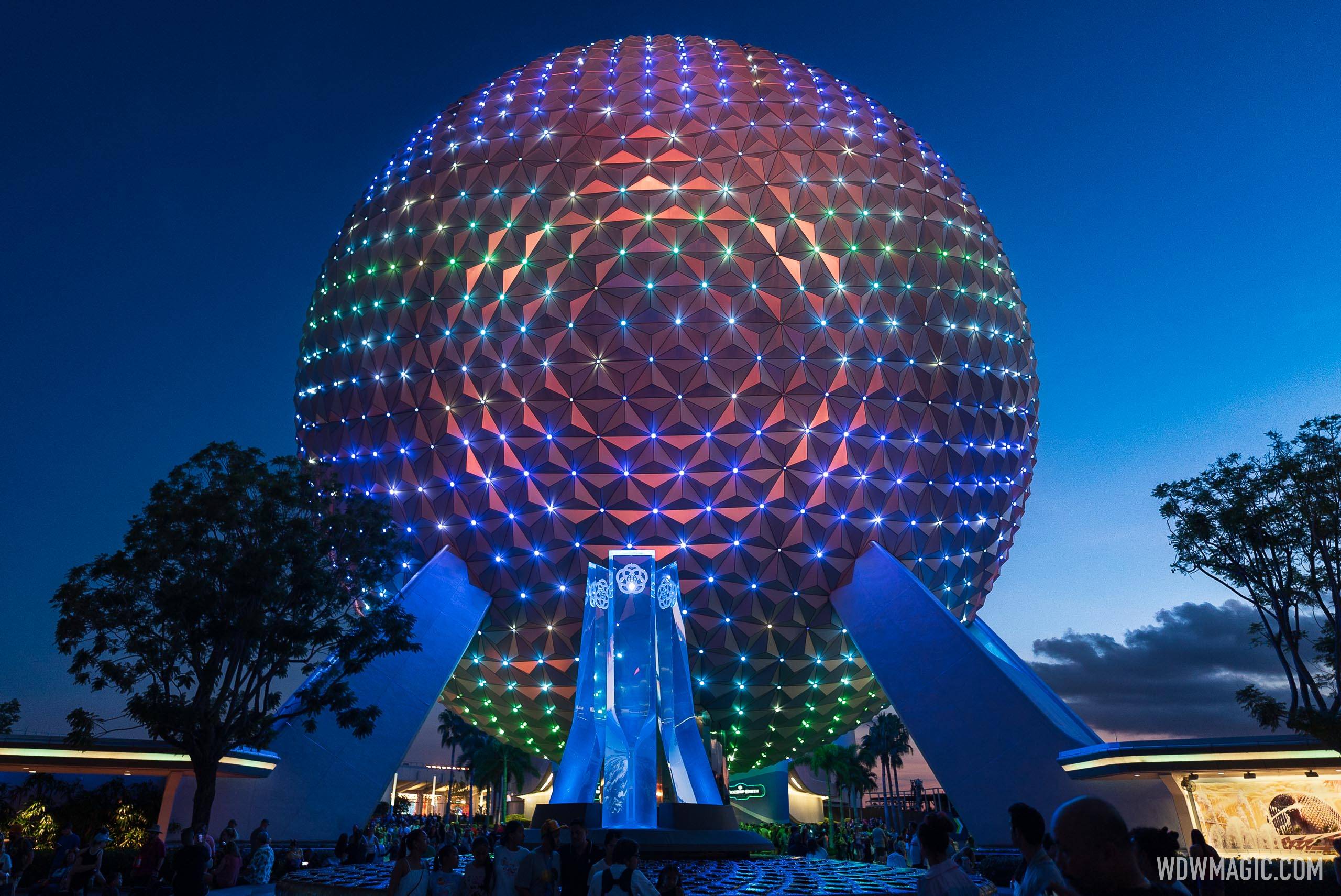 EPCOT International Festival of the Holidays Spaceship Earth Lighting opening night