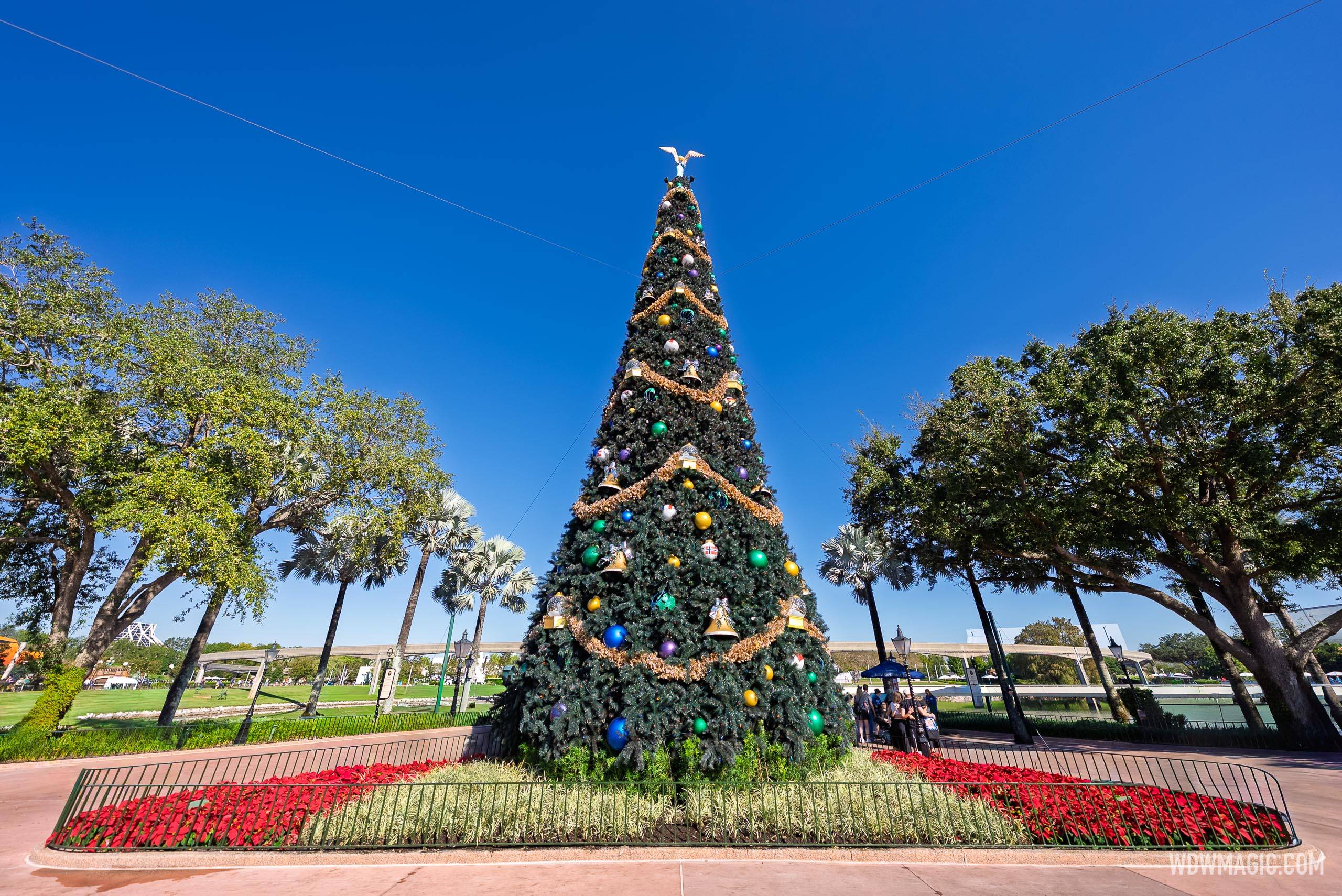 Holiday decorations at EPCOT during the Festival of the Holidays
