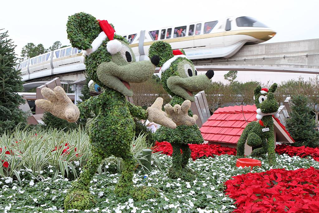 A look at Epcot's main entrance area decorations