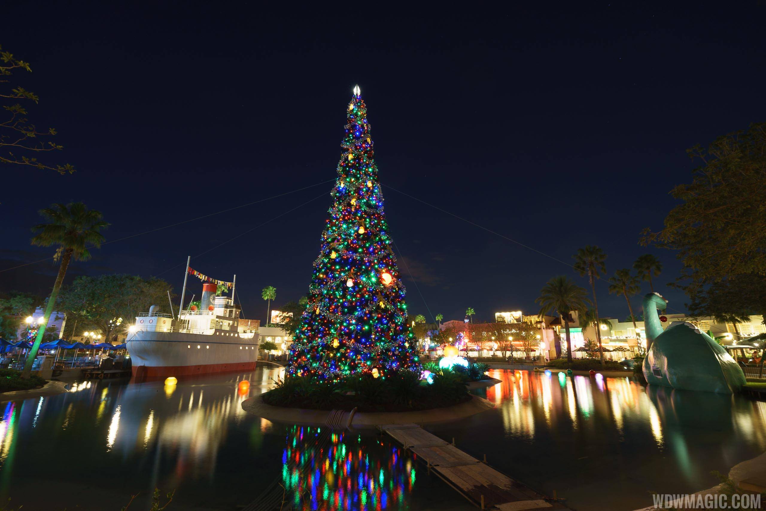 Echo Lake Christmas Tree after dark