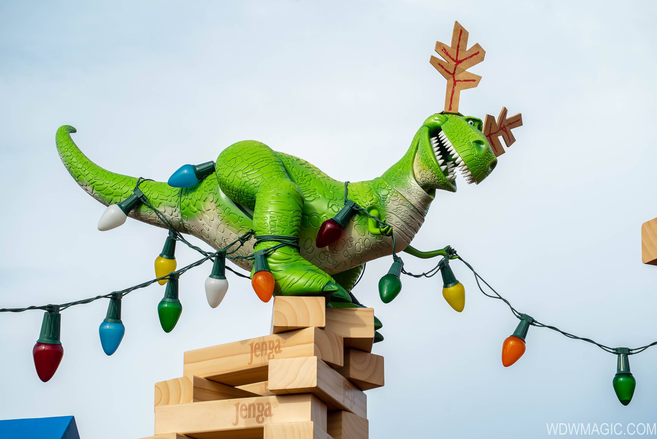Rex dressed for the holidays in Toy Story Land