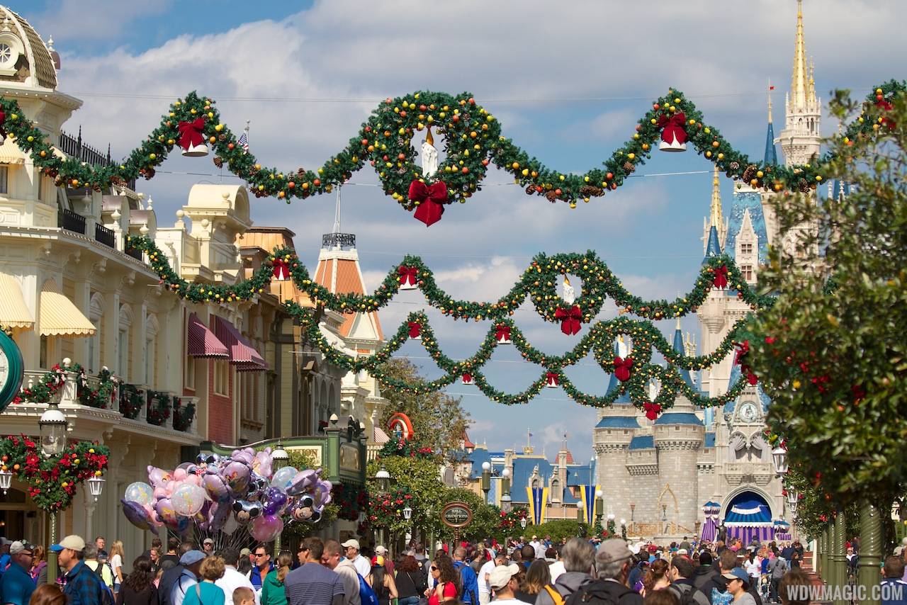 Christmas Holidays decorations at the Magic Kingdom