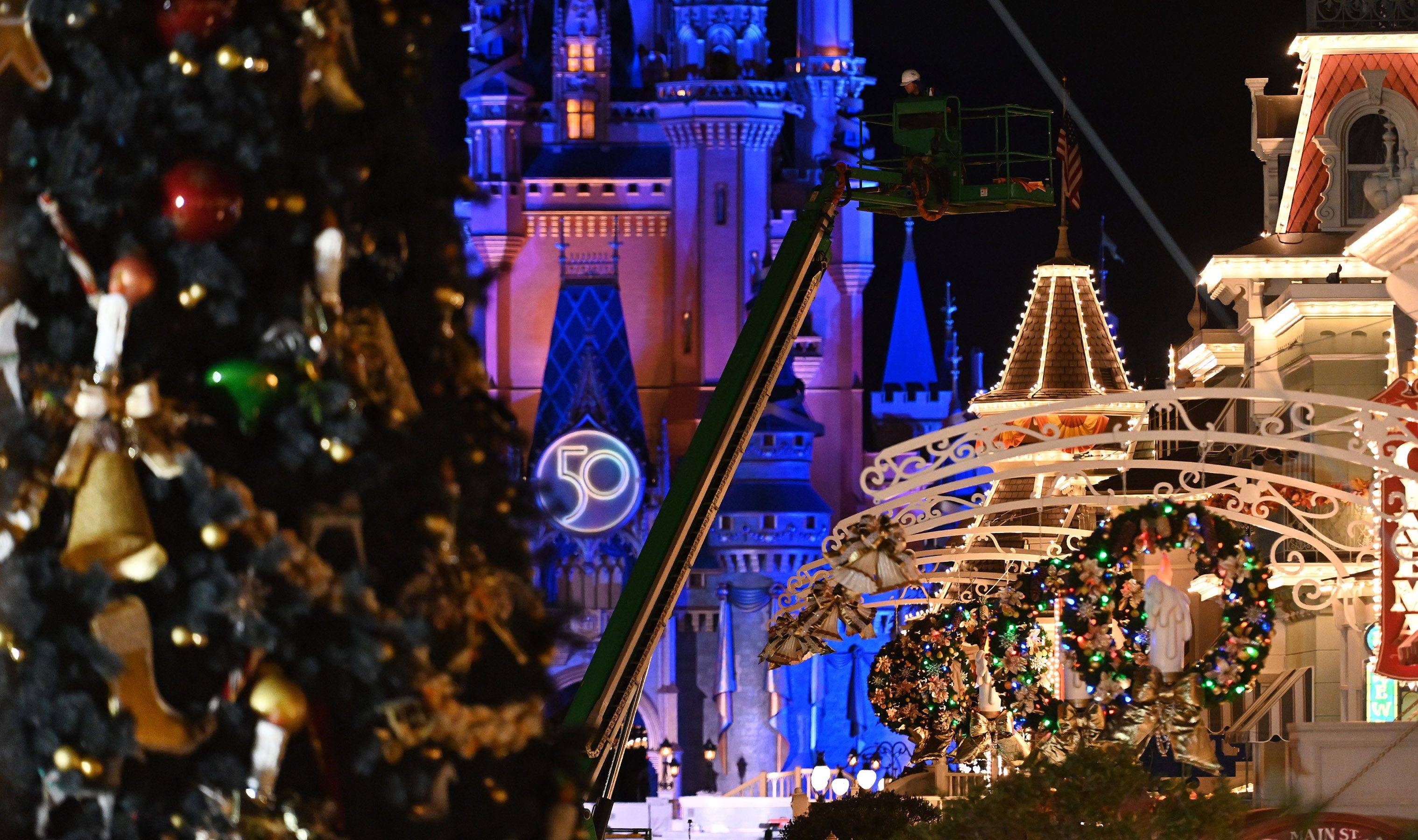 Overnight transformation of Magic Kingdom from Halloween to Christmas Holidays