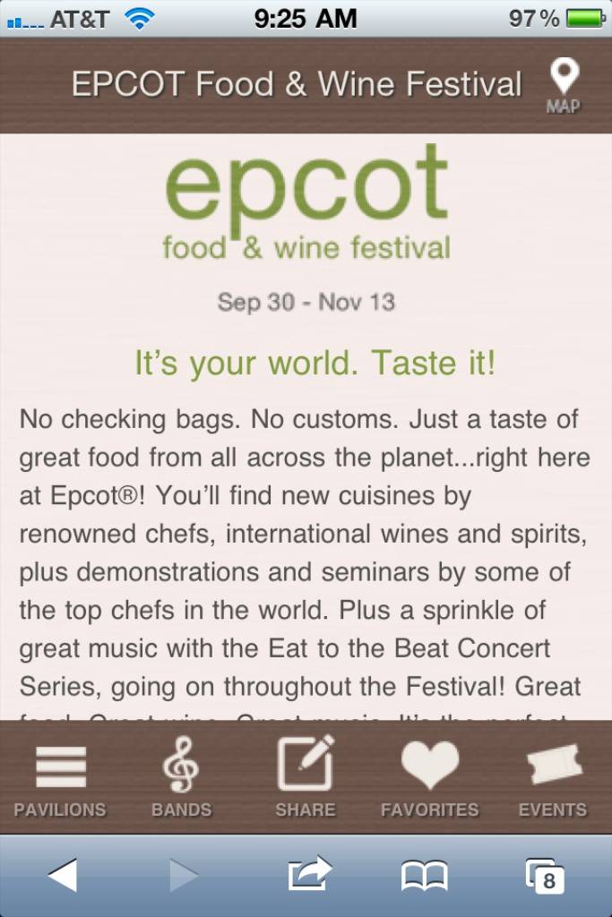 Official 2011 Food and Wine Festival mobile web app