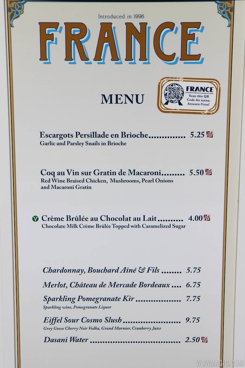 2012 Food and Wine Festival - France kiosk menu and prices