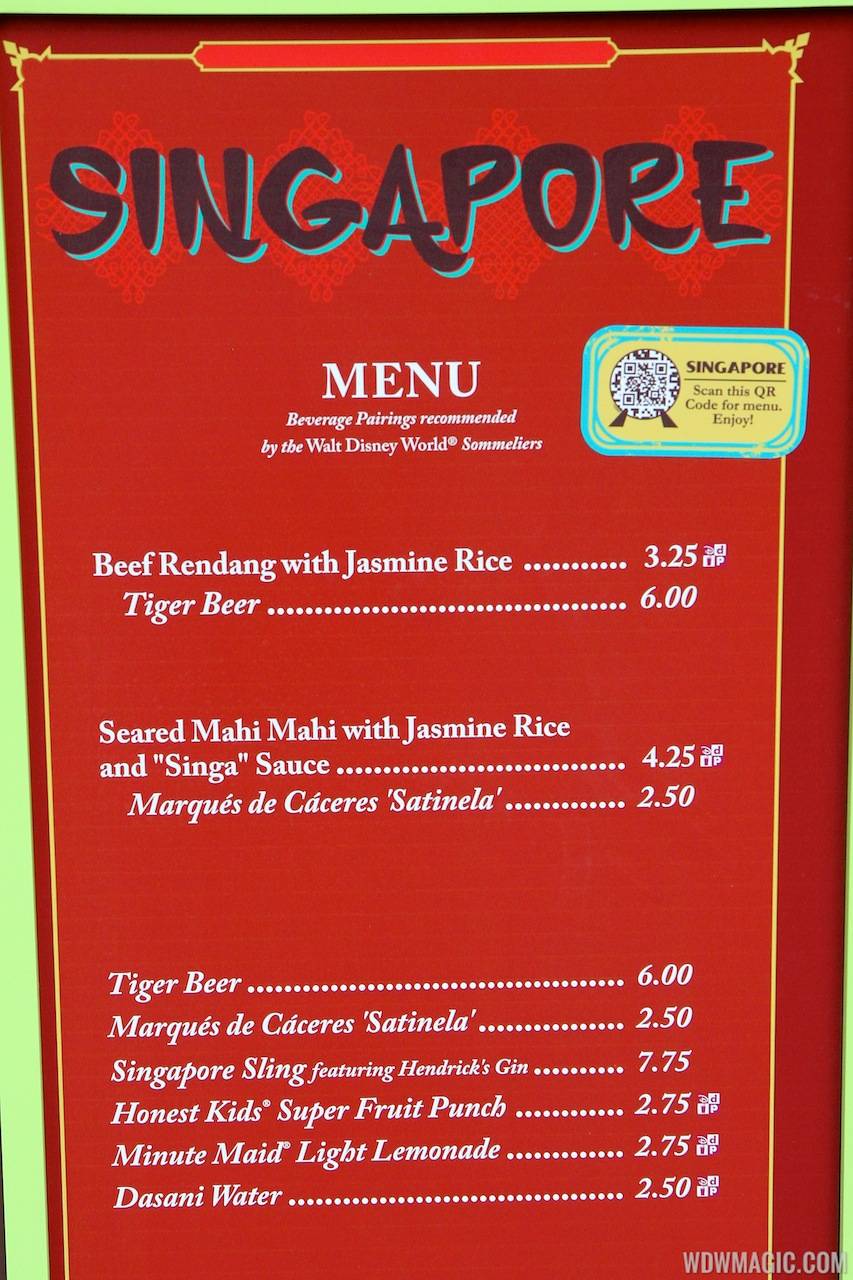2012 Food and Wine Festival - Singapore kiosk menu and prices