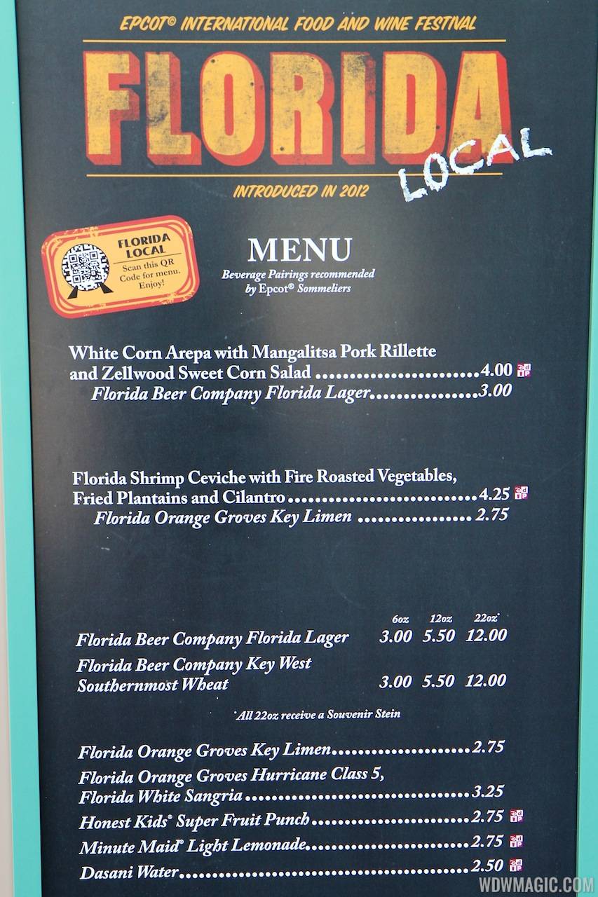 2012 Food and Wine Festival - Florida Local kiosk menu and prices