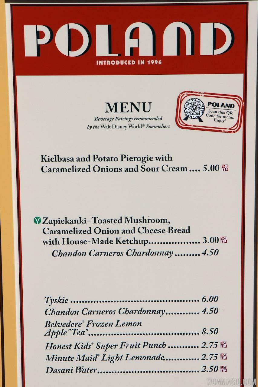 2012 Food and Wine Festival - Poland kiosk menu and prices