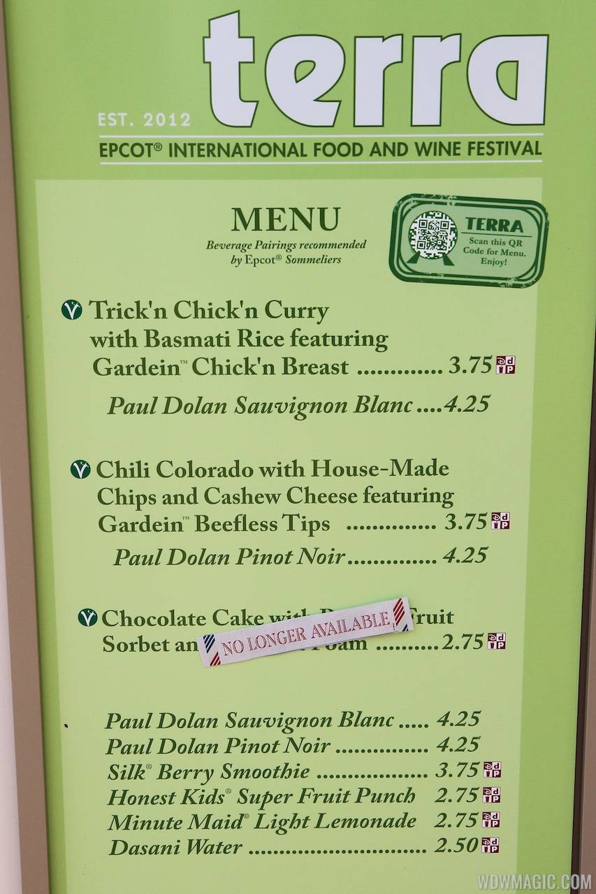 2012 Food and Wine Festival - TERRA kiosk menu and prices