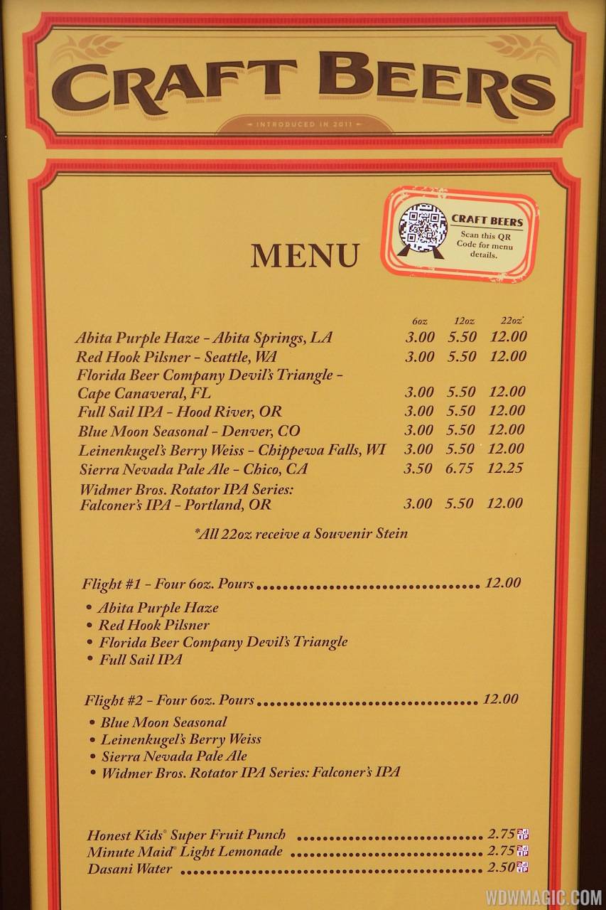 2012 Food and Wine Festival - Craft Beers kiosk menu and prices
