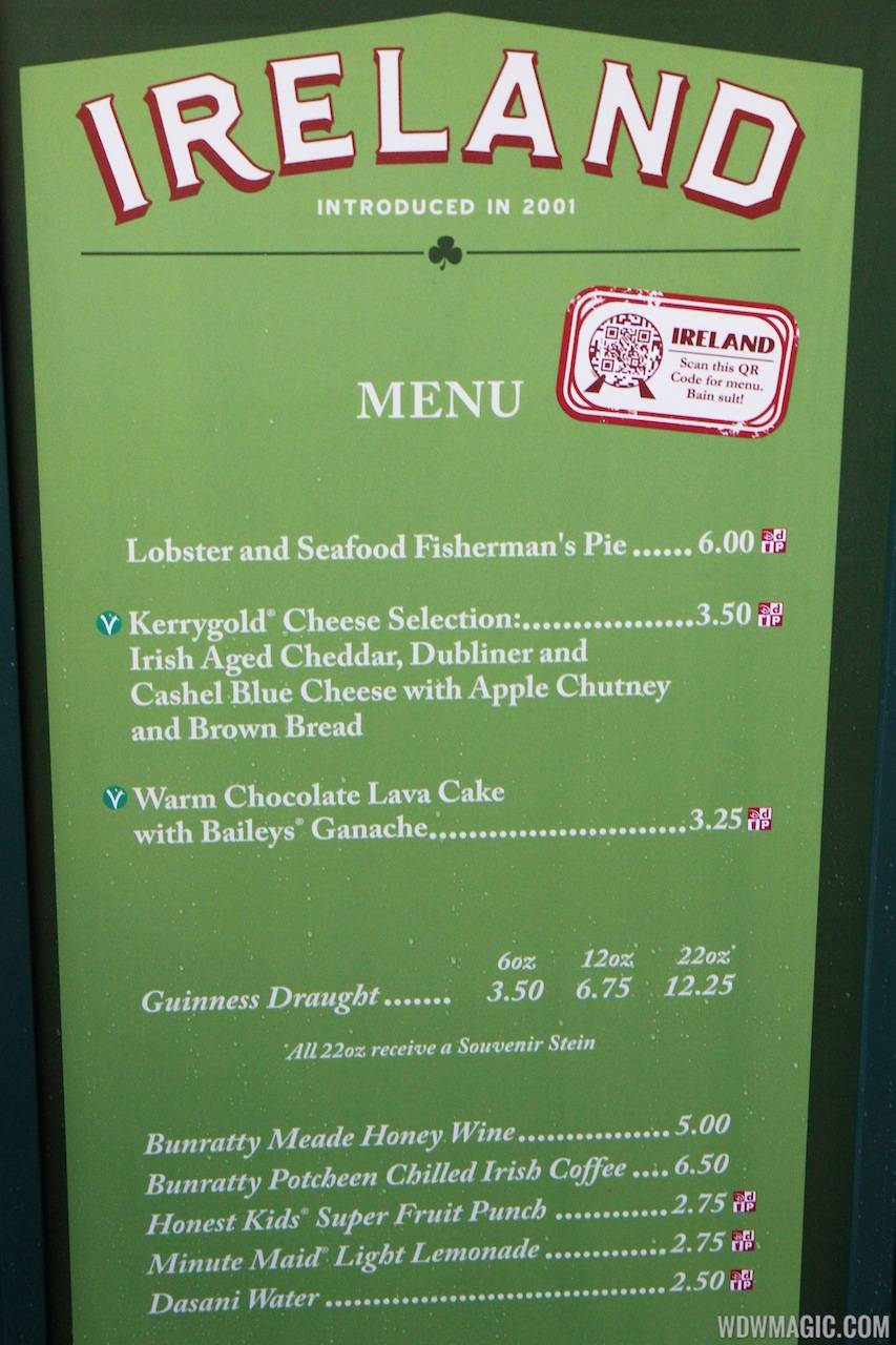 2012 Food and Wine Festival - Ireland kiosk menu and prices