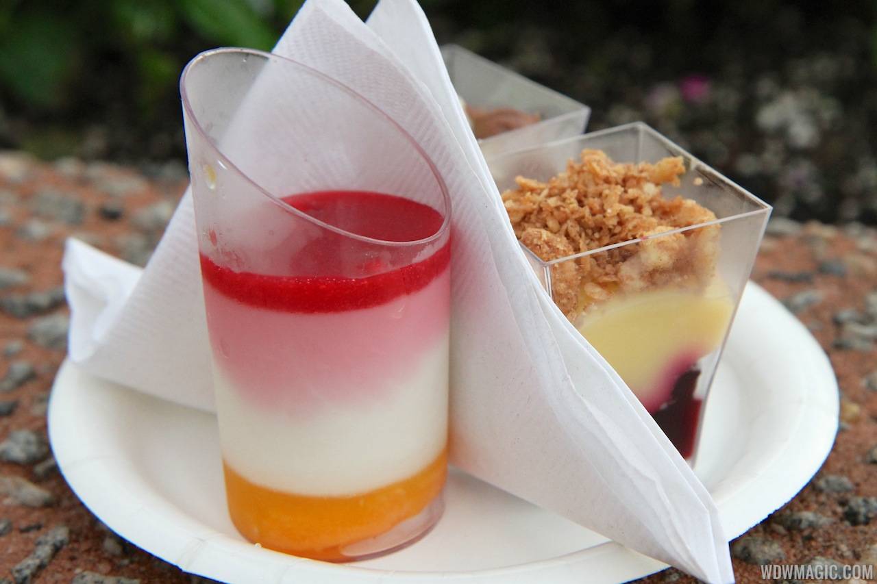 Desserts and Champagne - Yogurt Panna Cotta with Orange Cake, Raspberries and Pomegranate