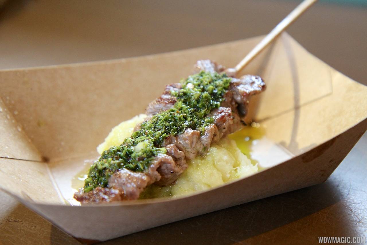Argentina- Grilled Beef Skewer with Chimichurri Sauce and Boniato Purée