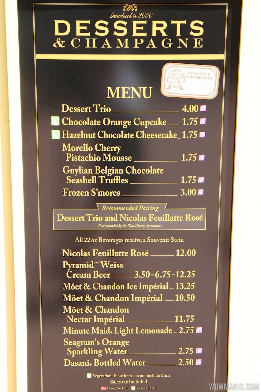 2013 Epcot International Food and Wine Festival marketplace - Desserts and Champagne menu