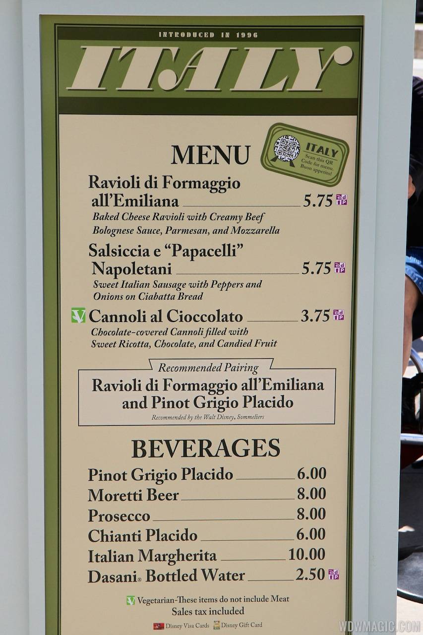 2013 Epcot International Food and Wine Festival marketplace - Italy menu