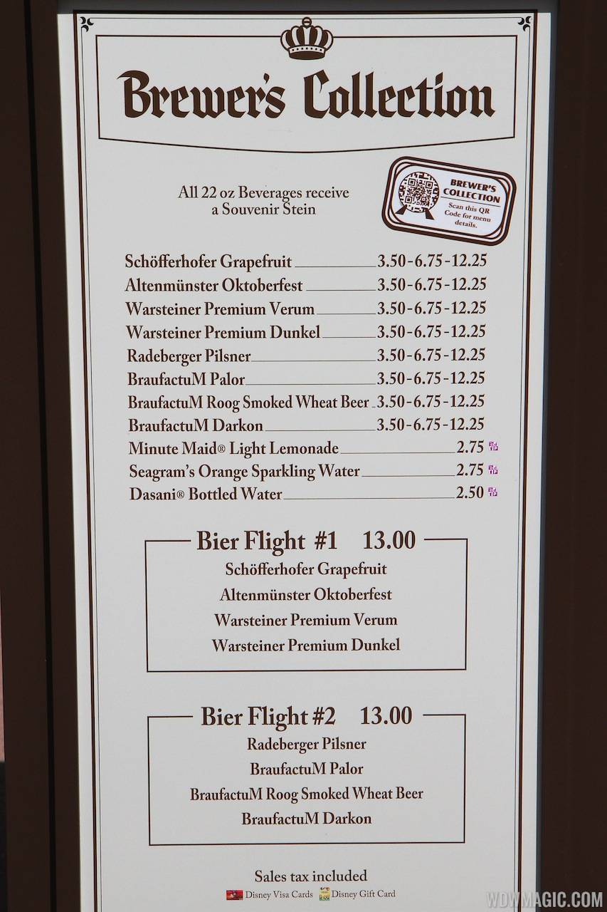 2013 Epcot International Food and Wine Festival marketplace - Brewer's Collection menu