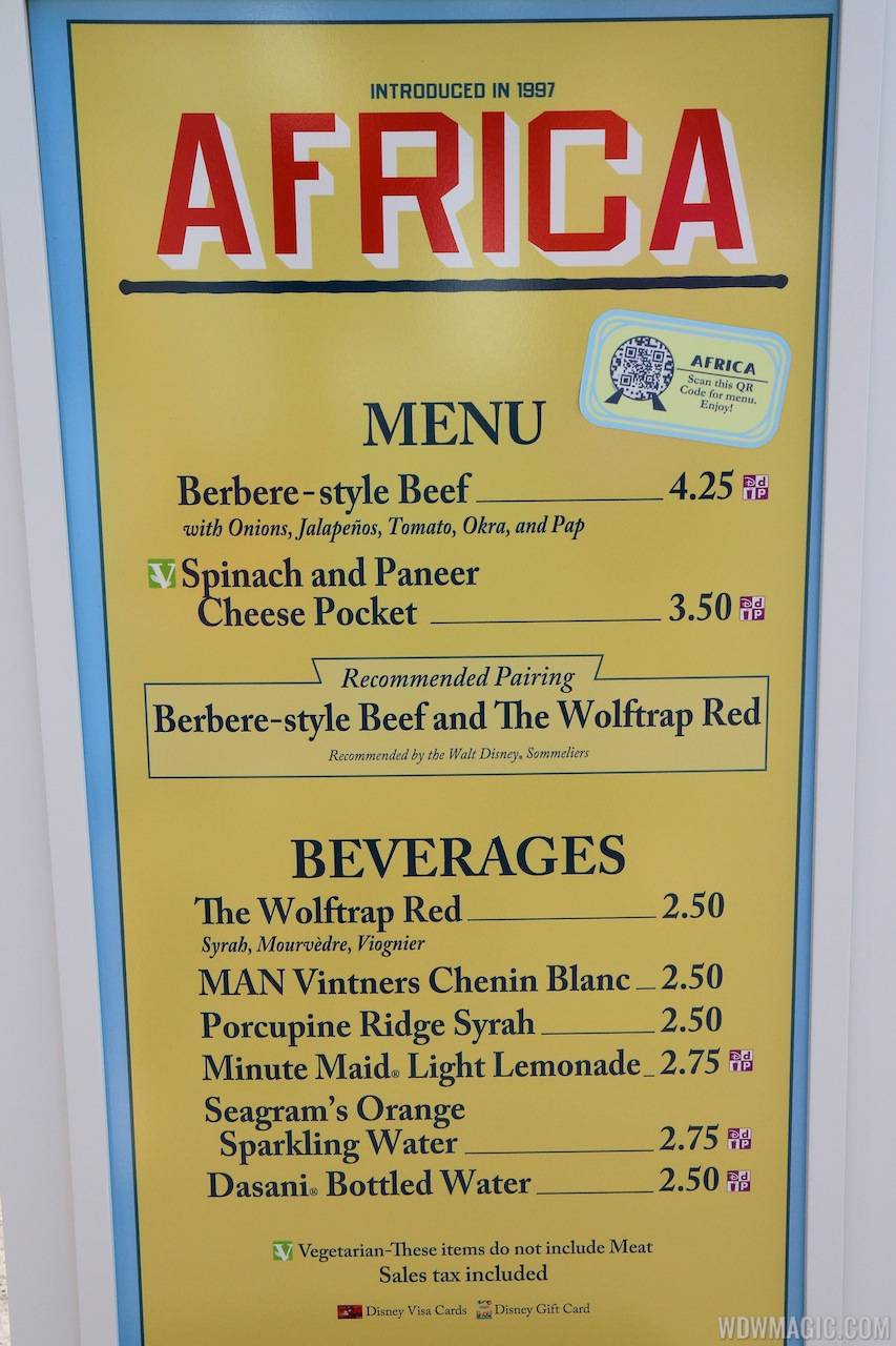 2013 Epcot International Food and Wine Festival marketplace - South Africa menu