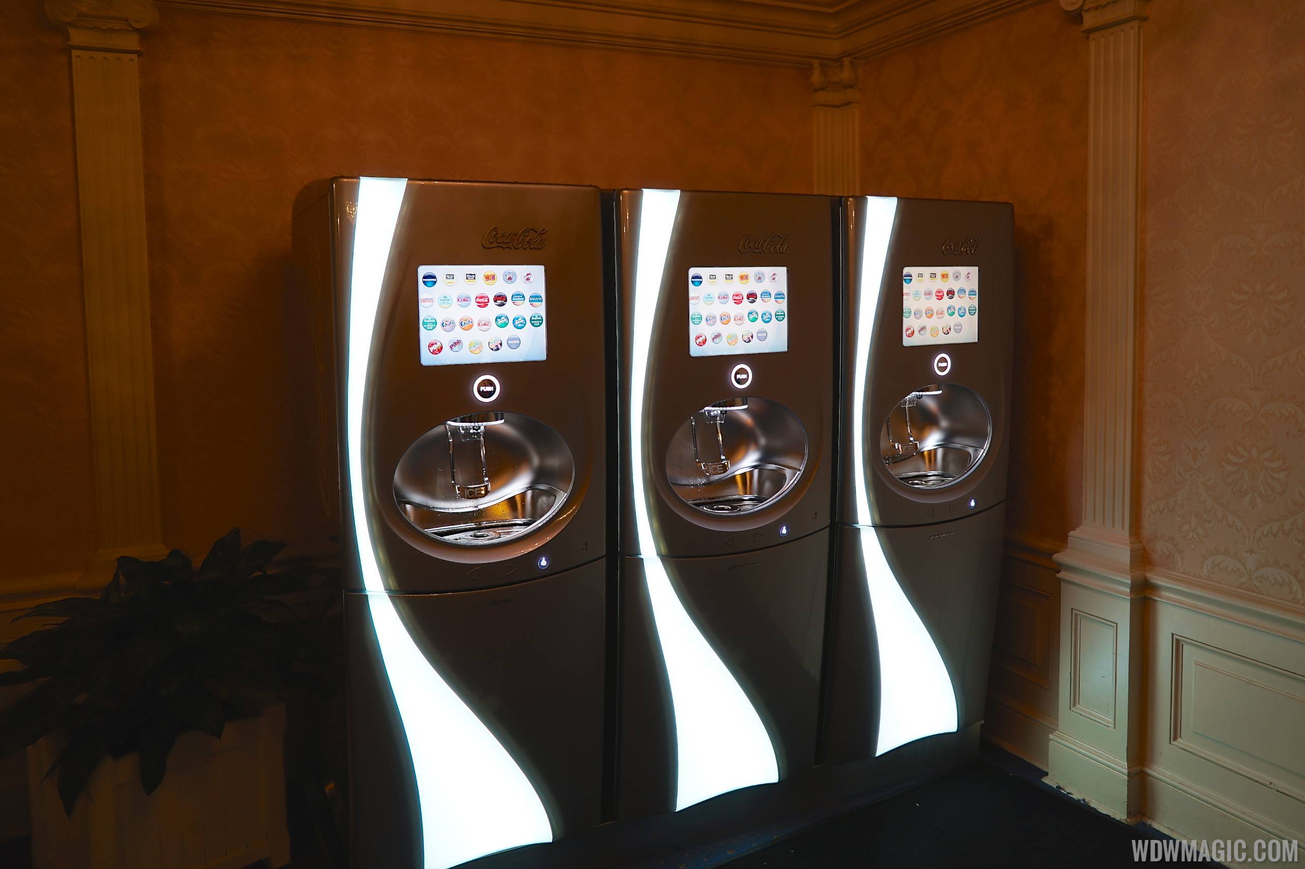 Coke Freestyle machines inside the Chase lounge