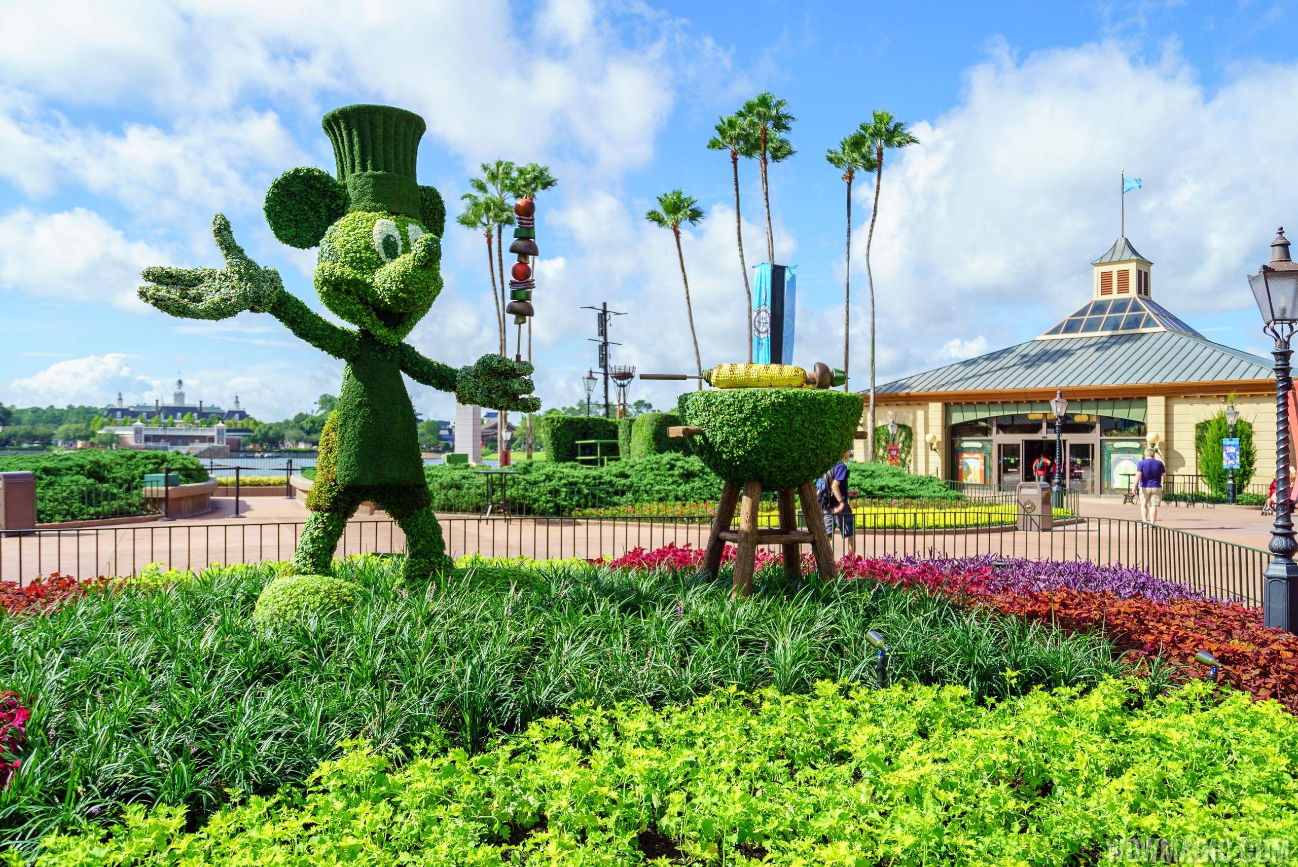 2016 Epcot Food and Wine Festival - Mickey topiary at World Showcase Plaza