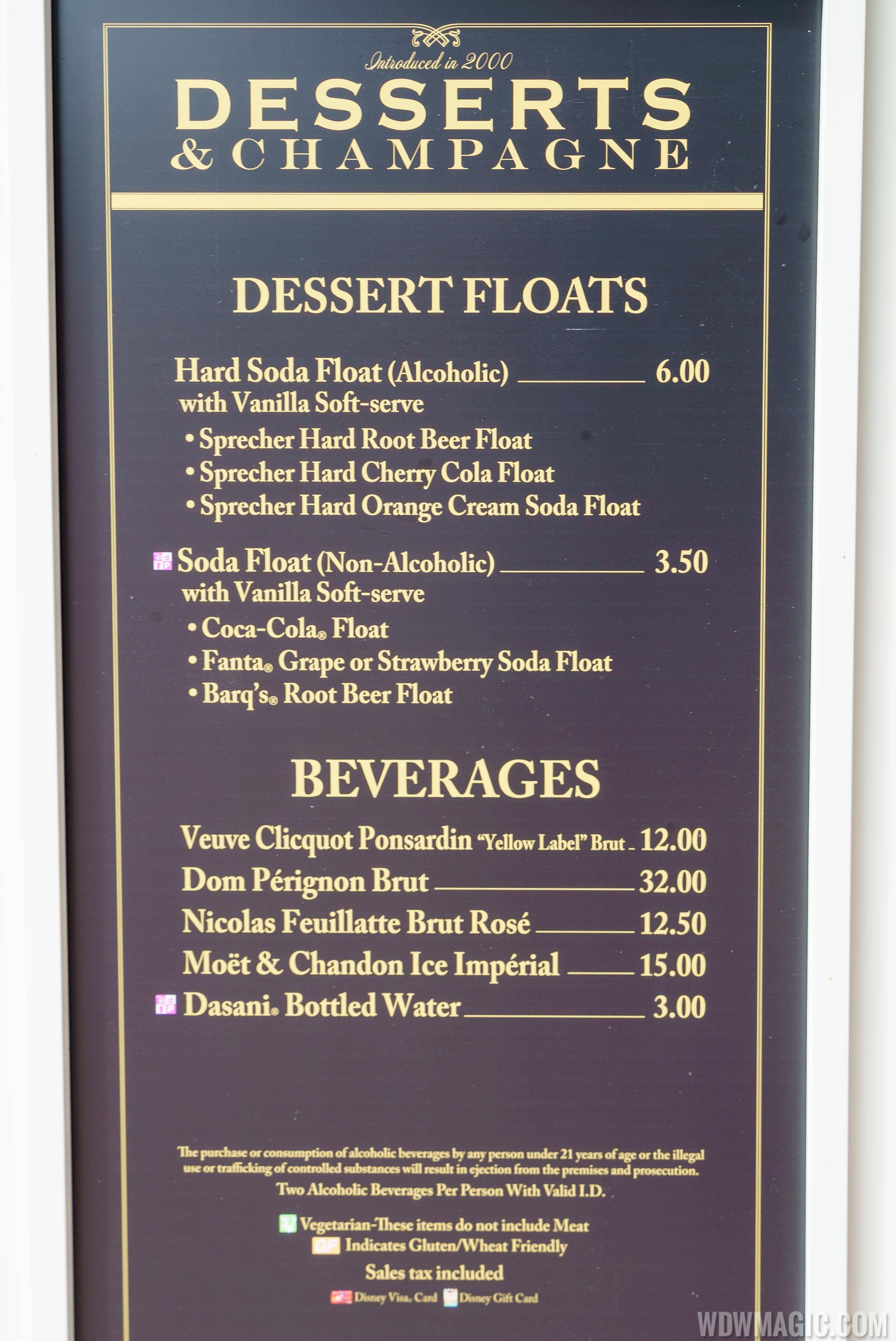 2016 Epcot Food and Wine Festival - Desserts and Champagne menu
