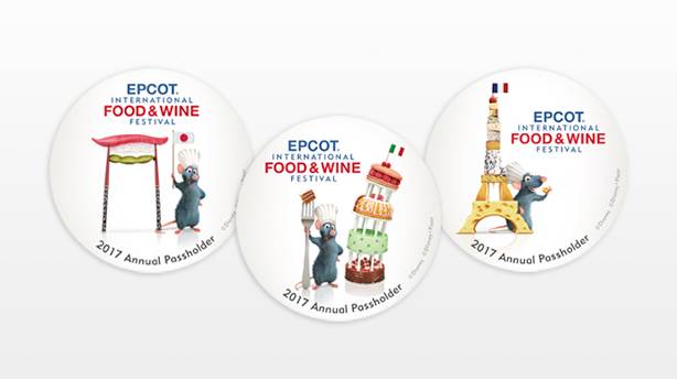 2017 Annual Passholder Food and Wine Festival buttons