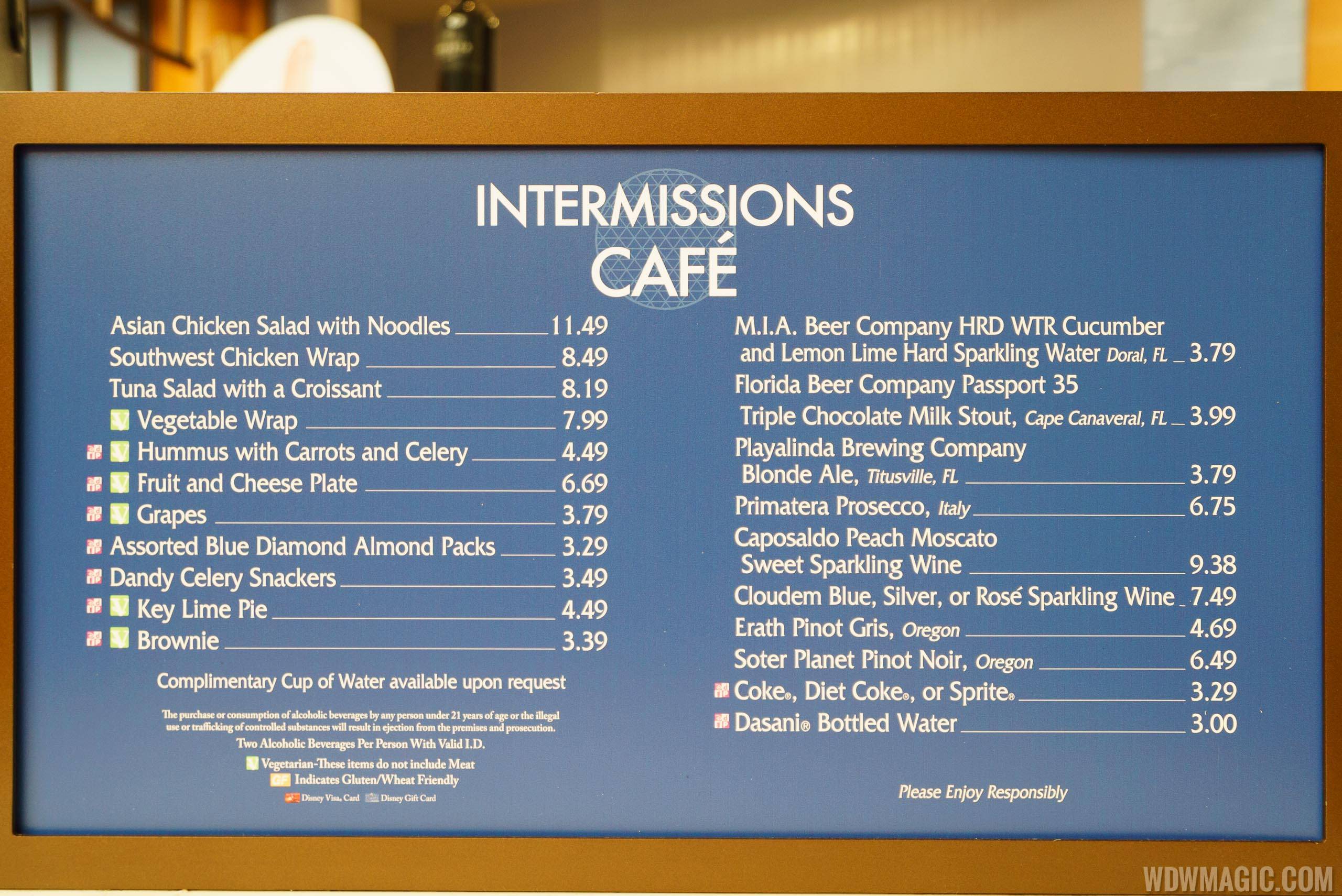 2017 Epcot Food and Wine Festival - Intermissions Cafe marketplace menu