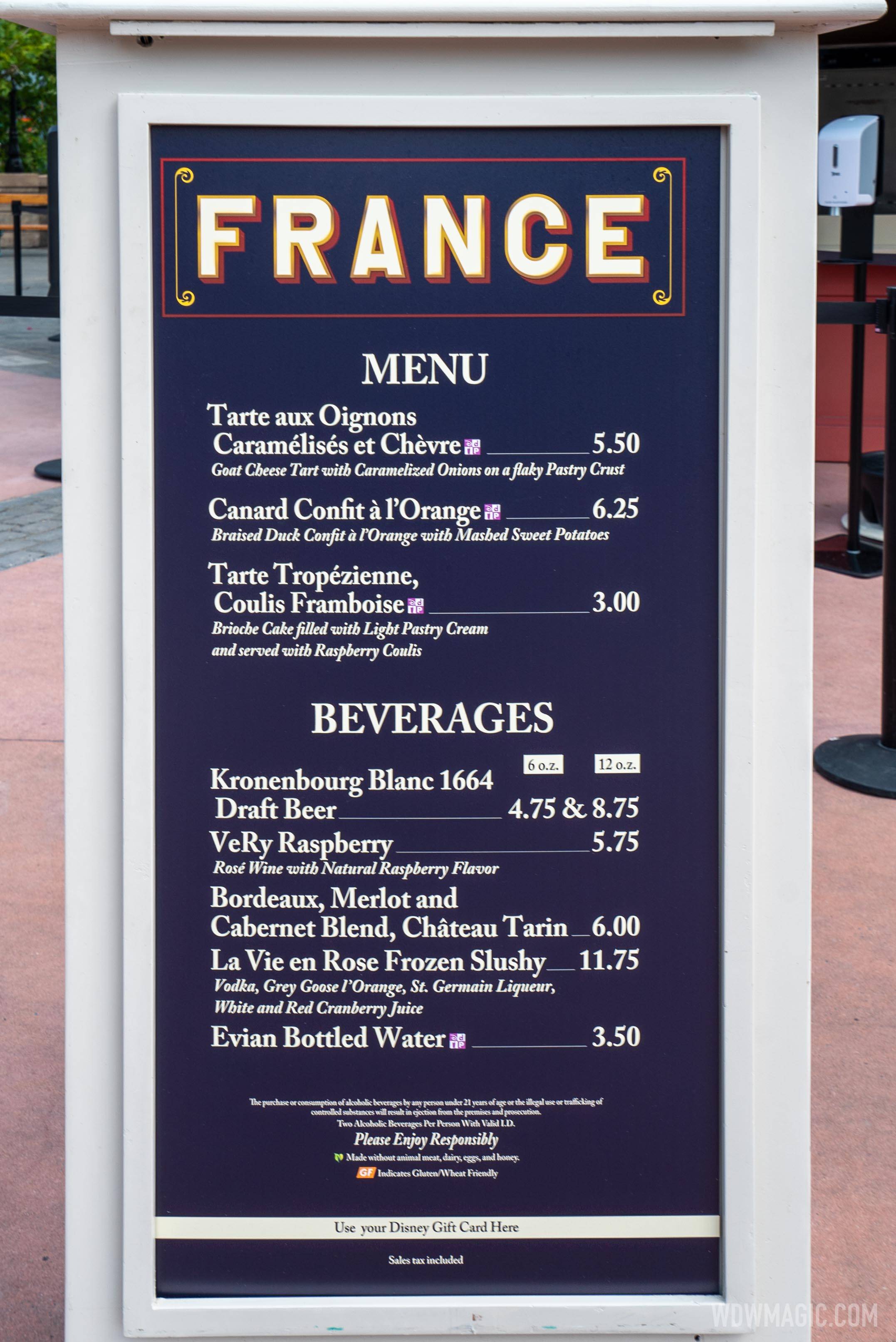 Taste of EPCOT Food and Wine Festival - France menu