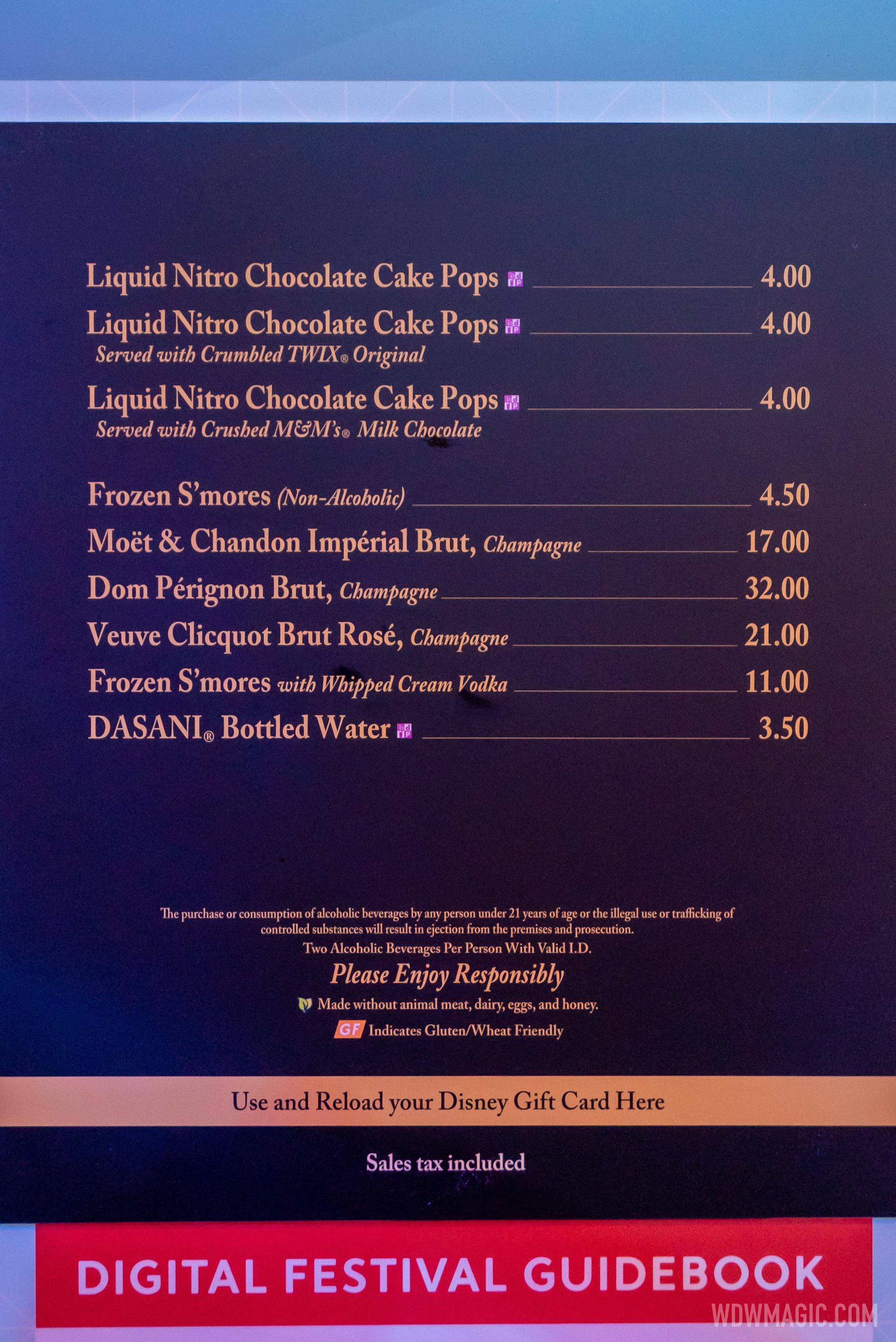 Taste of EPCOT Food and Wine Festival - Desserts and Champagne menu